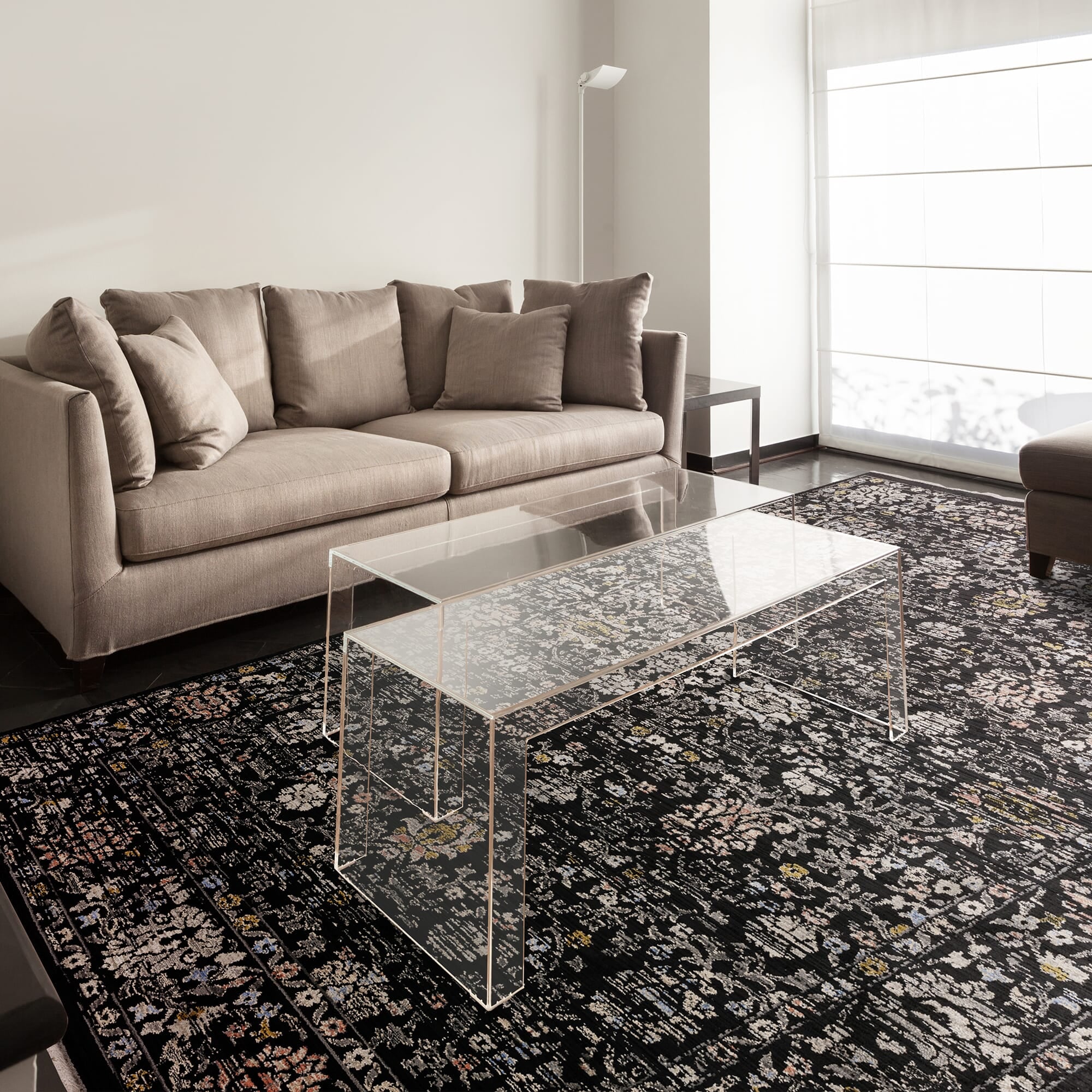 Sovereign Traditional Rug - Black Vintage Floral Sovereign Traditional Rug - Black Vintage Floral