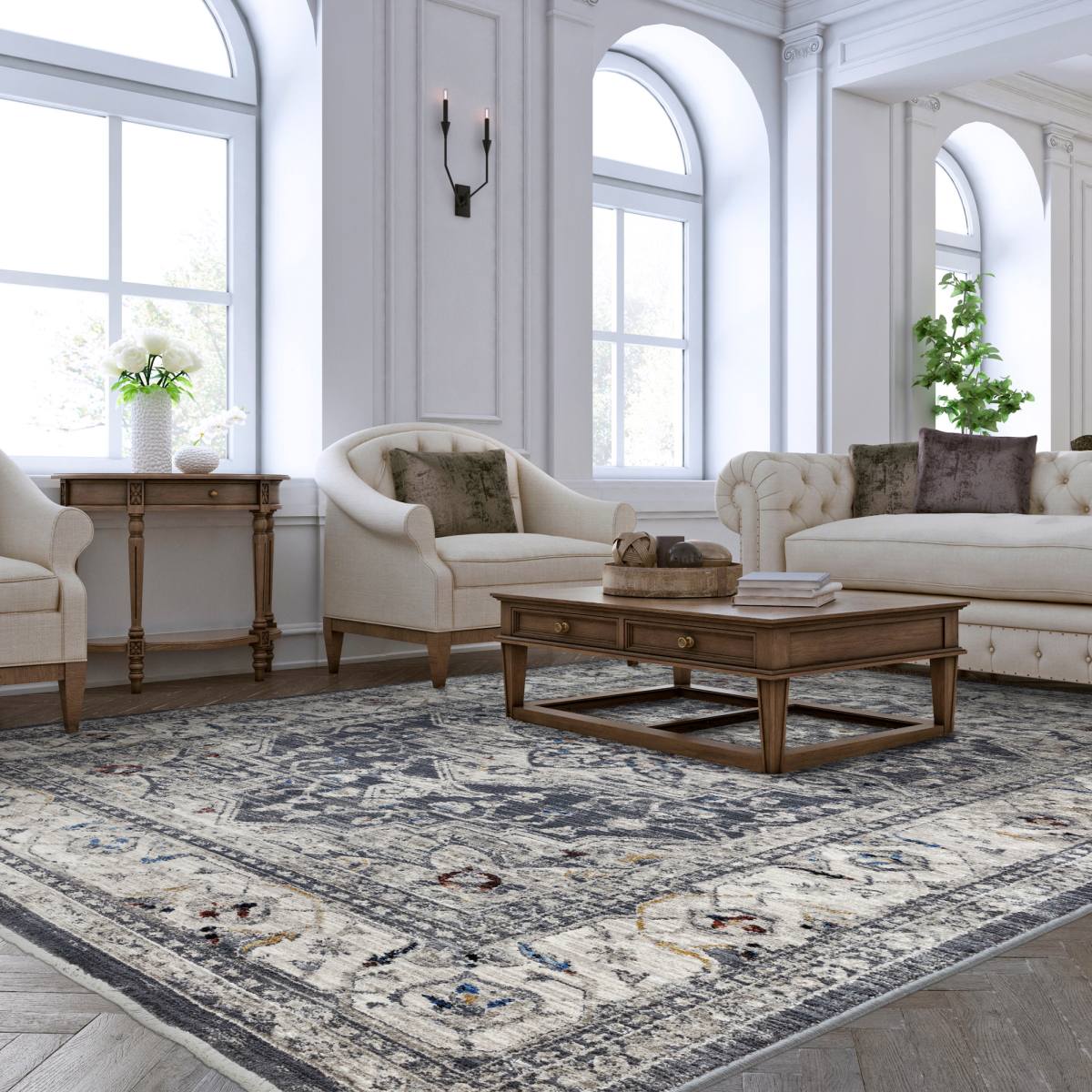 Sovereign Traditional Rug - Charcoal Medallion