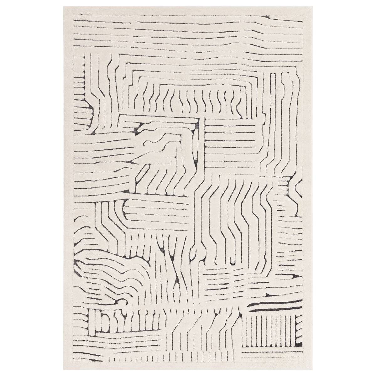 Valley Super Soft Modern Rug - Ivory Charcoal Route