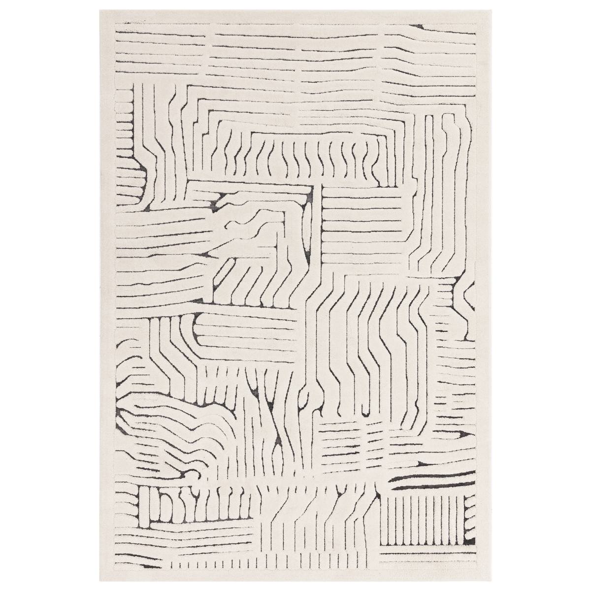 Valley Super Soft Modern Rug - Ivory Charcoal Route Valley Super Soft Modern Rug - Ivory Charcoal Route
