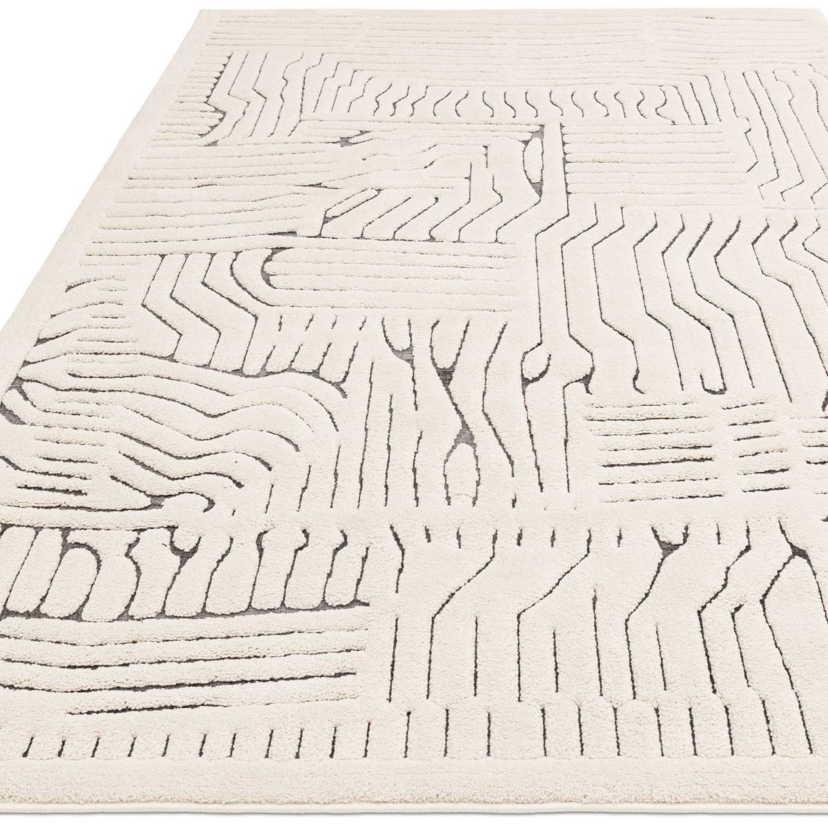 Valley Super Soft Modern Rug - Ivory Charcoal Route