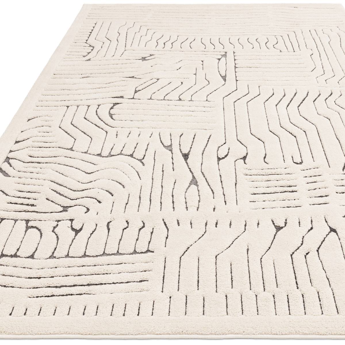 Valley Super Soft Modern Rug - Ivory Charcoal Route Valley Super Soft Modern Rug - Ivory Charcoal Route