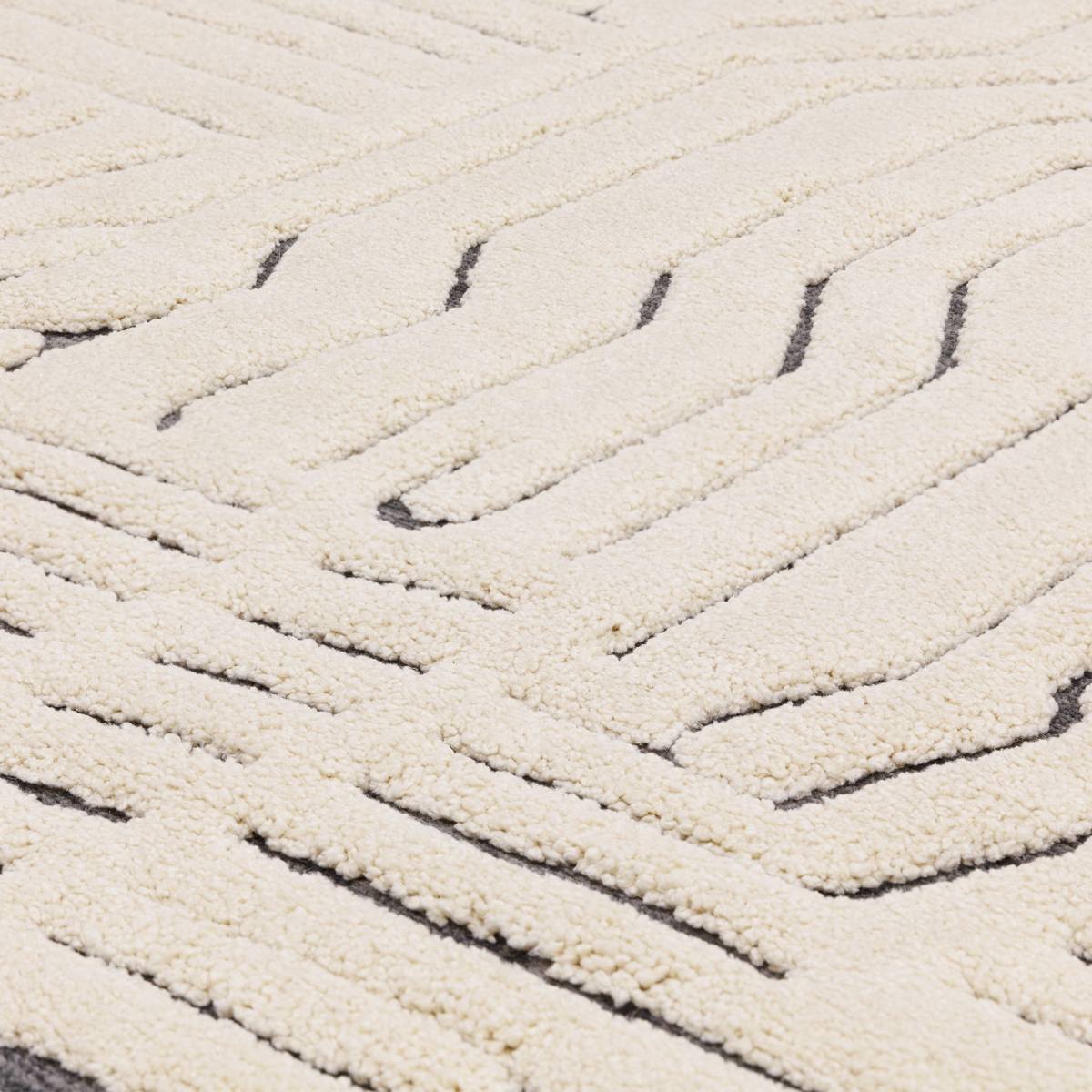 Valley Super Soft Modern Rug - Ivory Charcoal Route Valley Super Soft Modern Rug - Ivory Charcoal Route