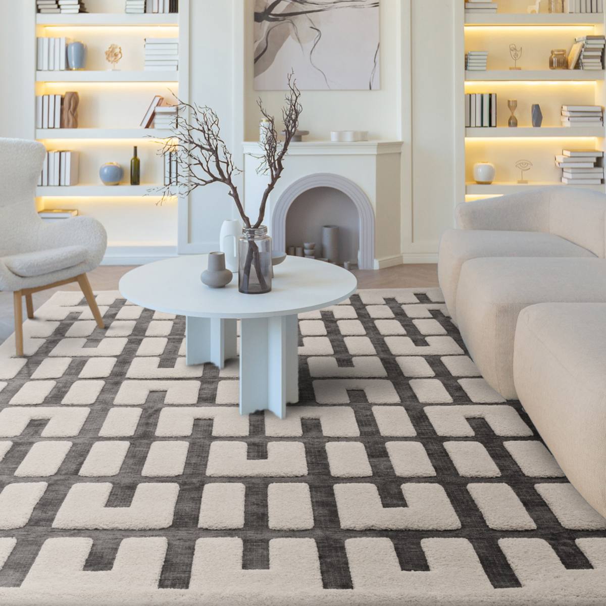 Valley Super Soft Modern Rug - Charcoal Ivory Junction