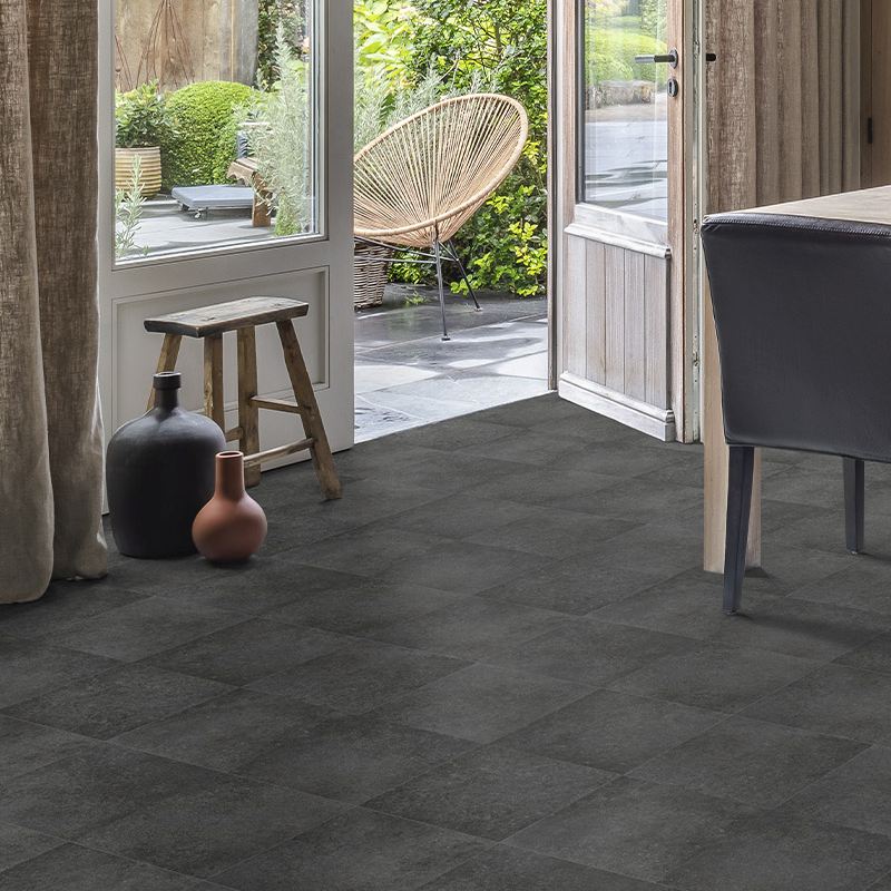 Velvetex Tile Vinyl - Vesuvio Black 598