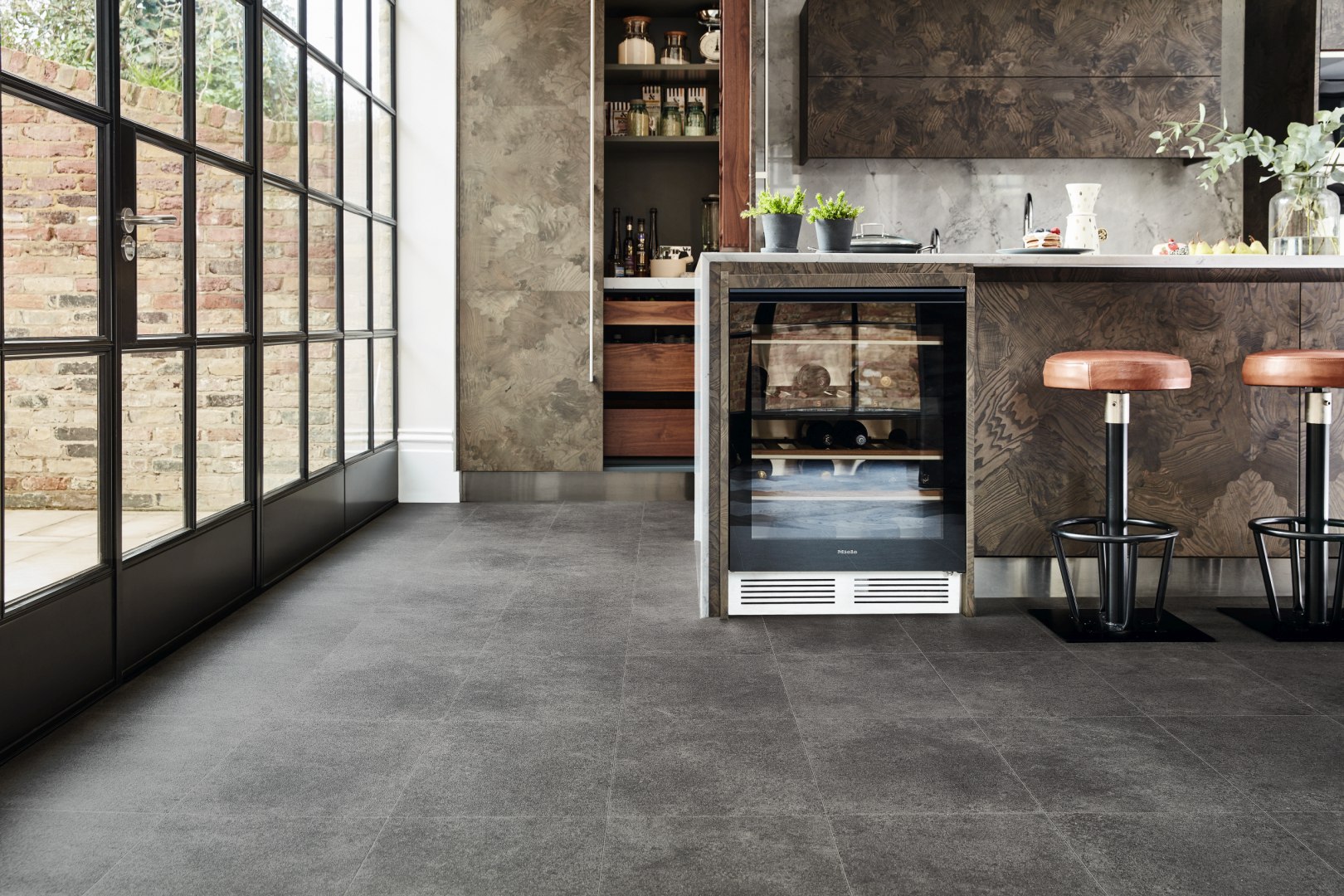 Luxury Trends Tile Vinyl - Factory Brown 097 Luxury Trends Tile Vinyl - Factory Brown 097