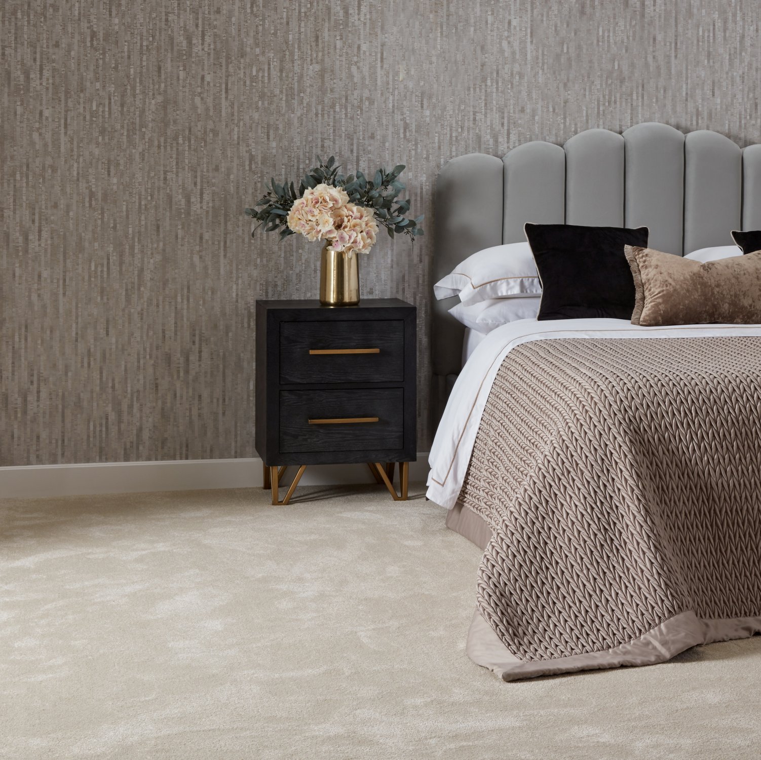 Riva beige carpet bedroom