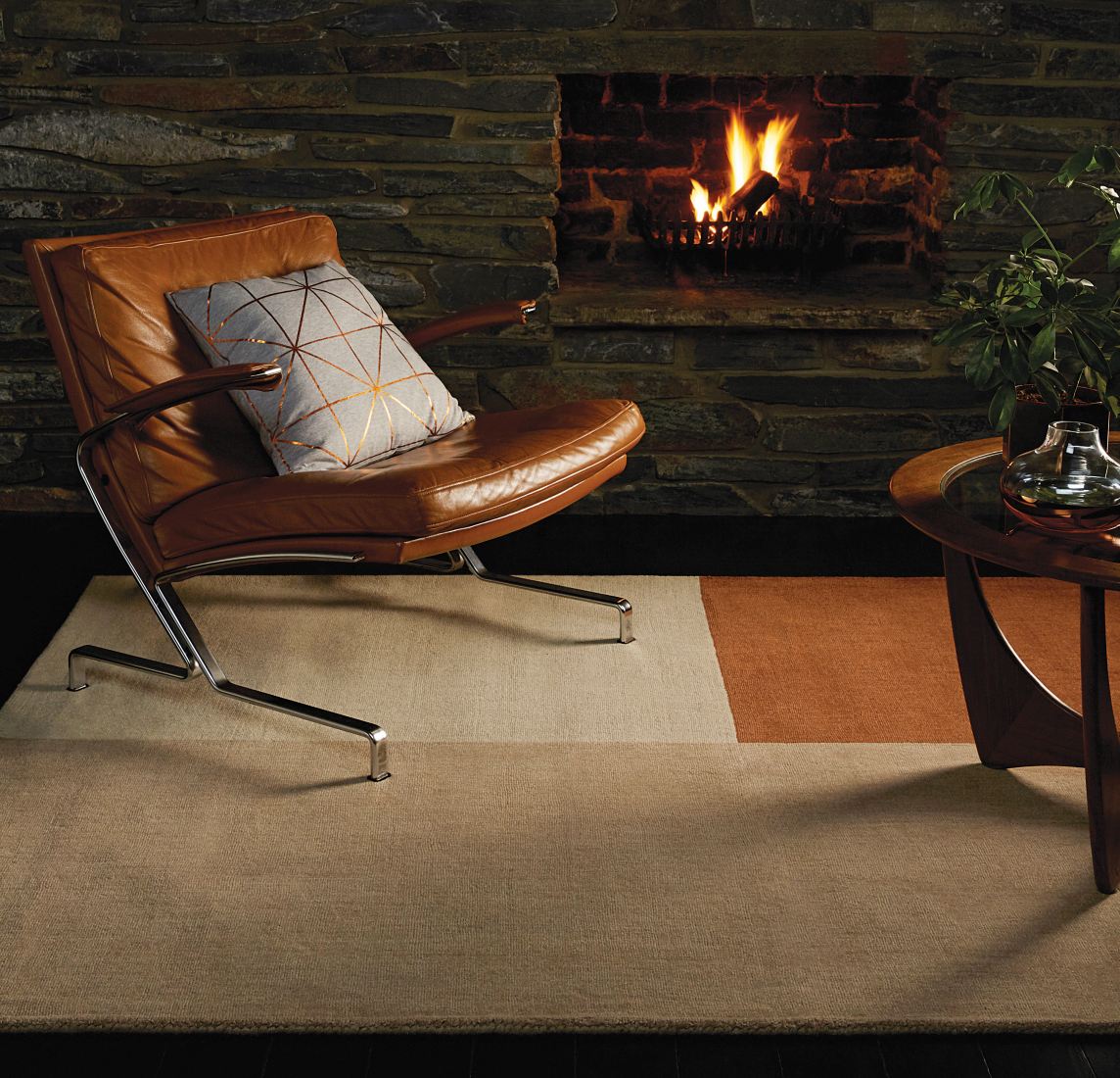 Blox Wool Geometric Rug - Copper Blox Wool Geometric Rug - Copper
