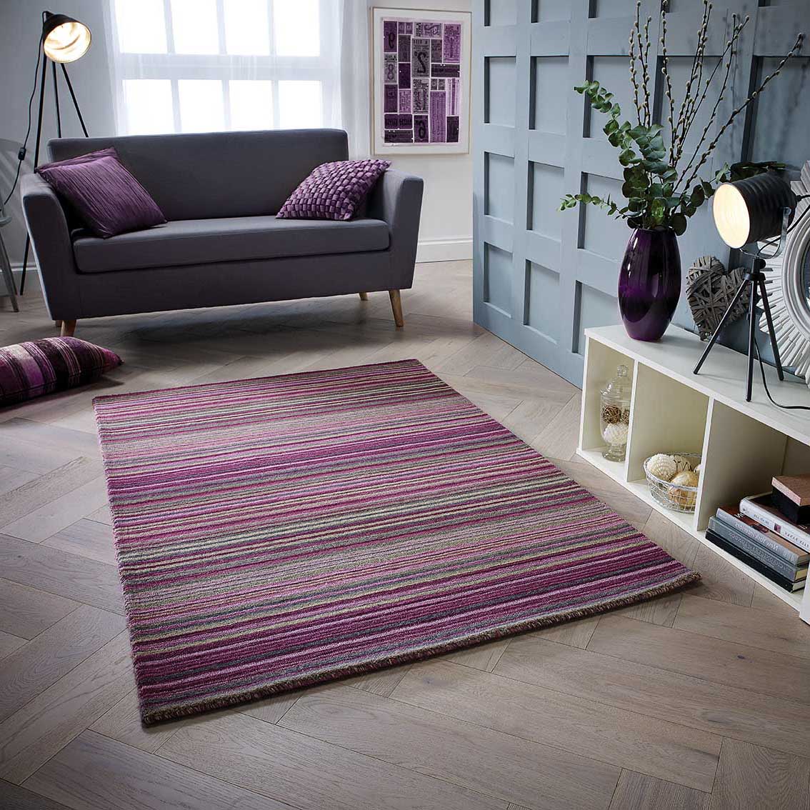 Carter Striped Rug - Berry