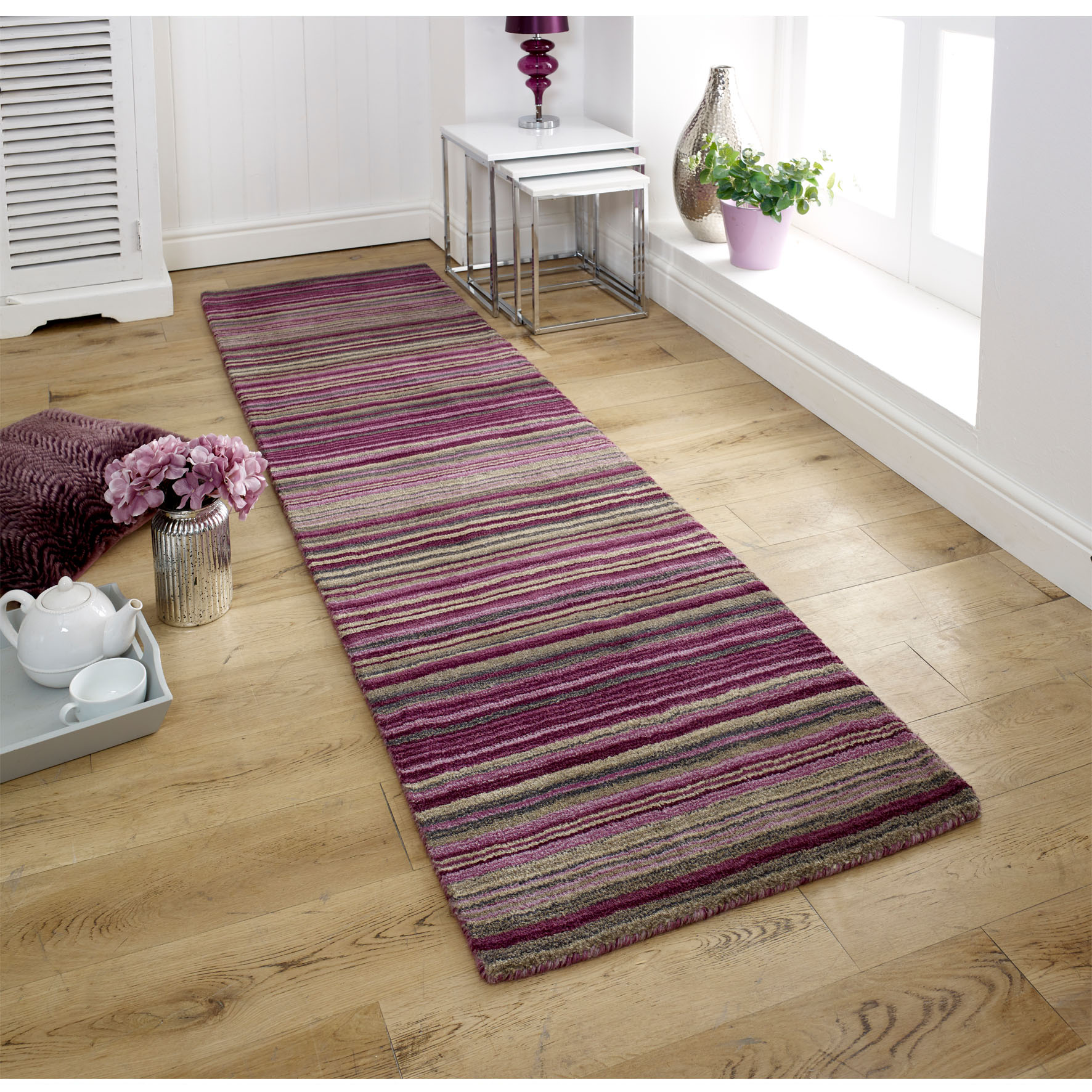 Carter Striped Rug - Berry