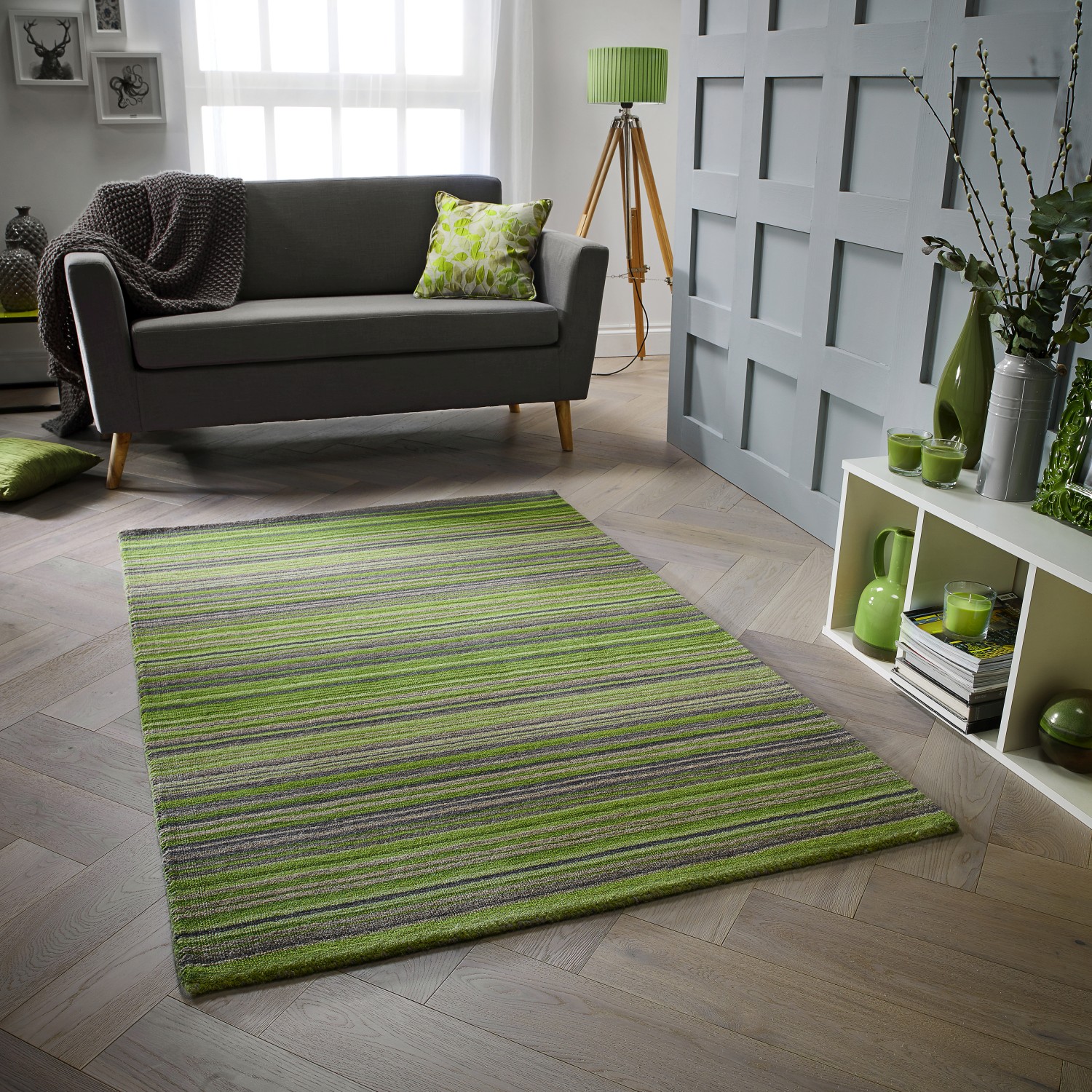 Carter Striped Rug - Green