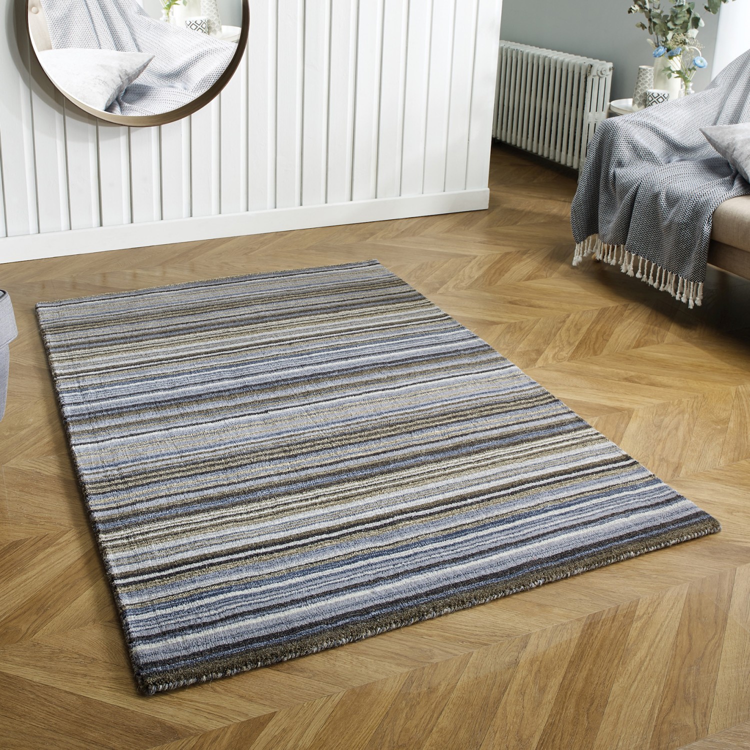 Carter Striped Rug - Grey