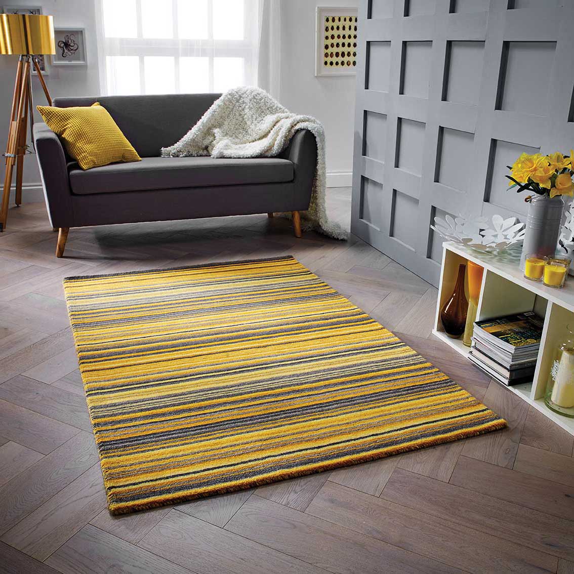 Carter Striped Rug - Ochre