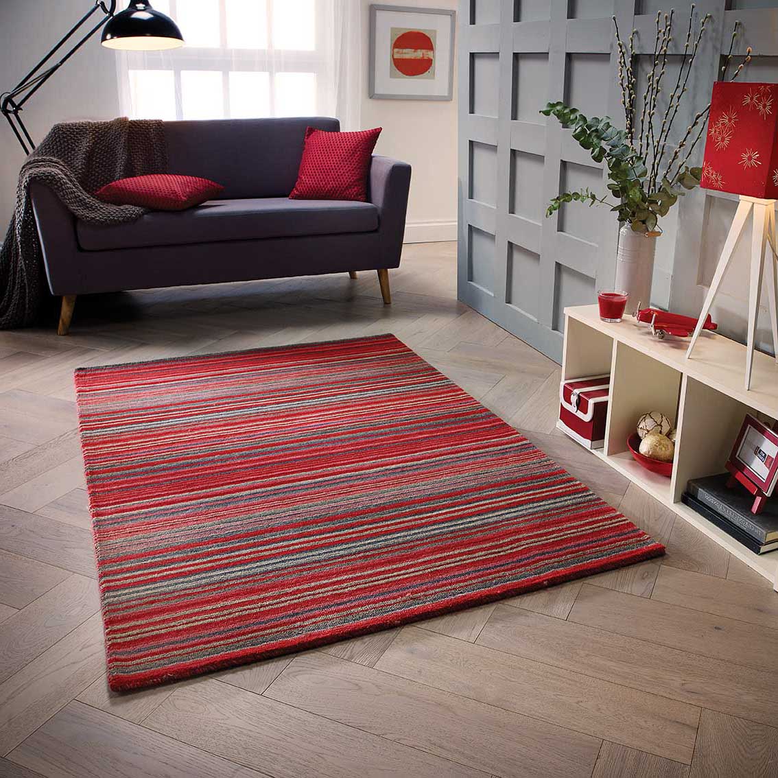 Carter Striped Rug - Red