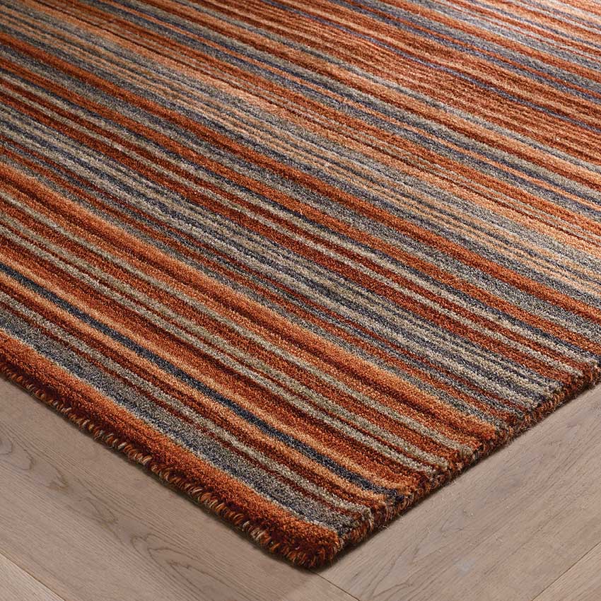 Carter Striped Rug - Rust