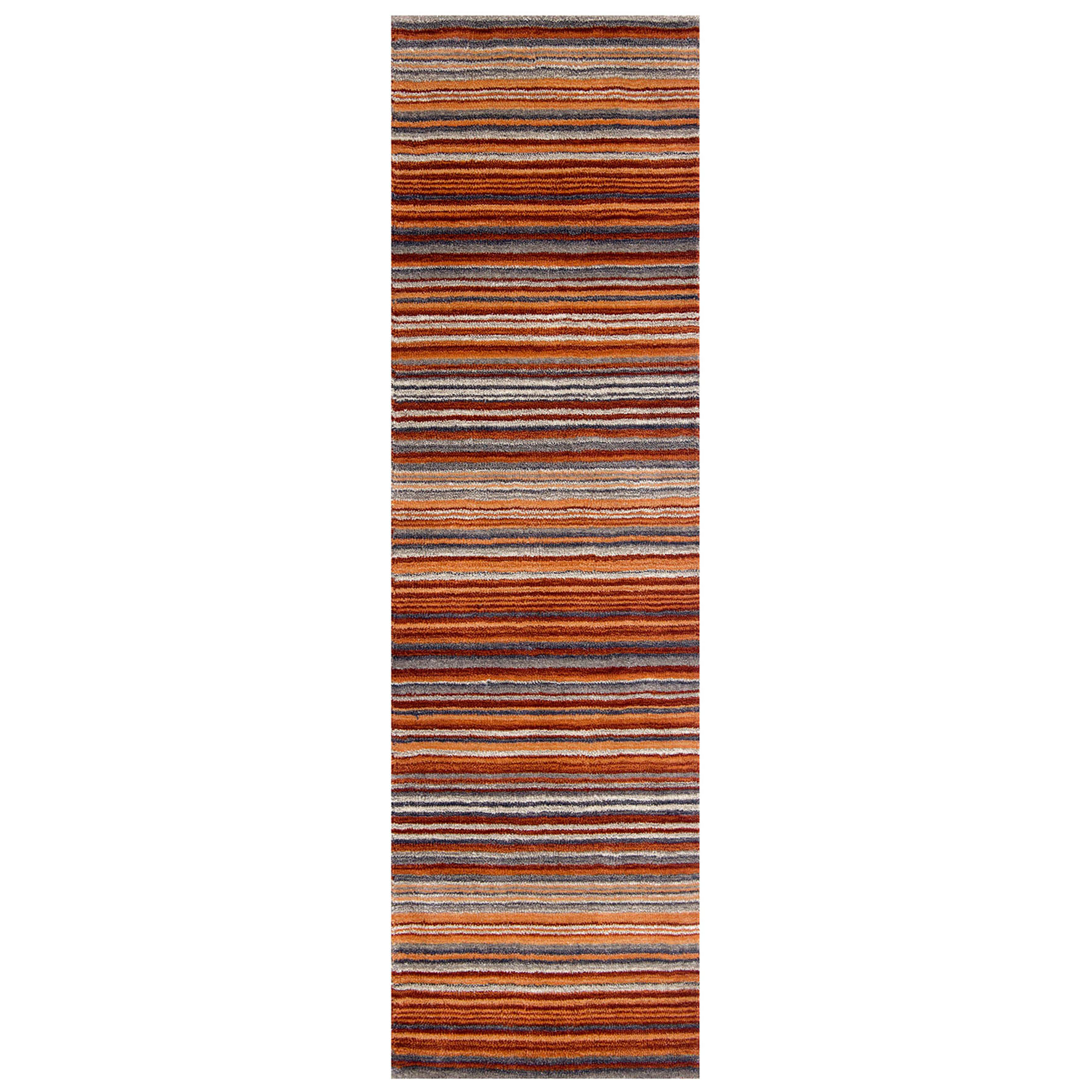 Carter Striped Rug - Rust