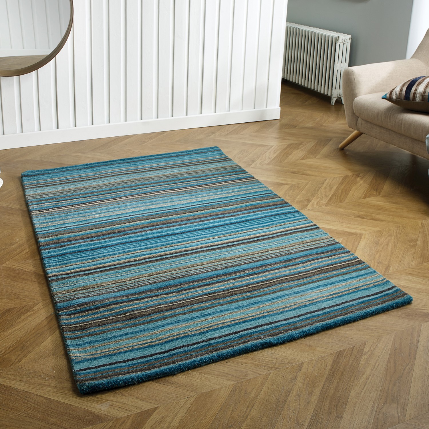 Carter Striped Rug - Teal