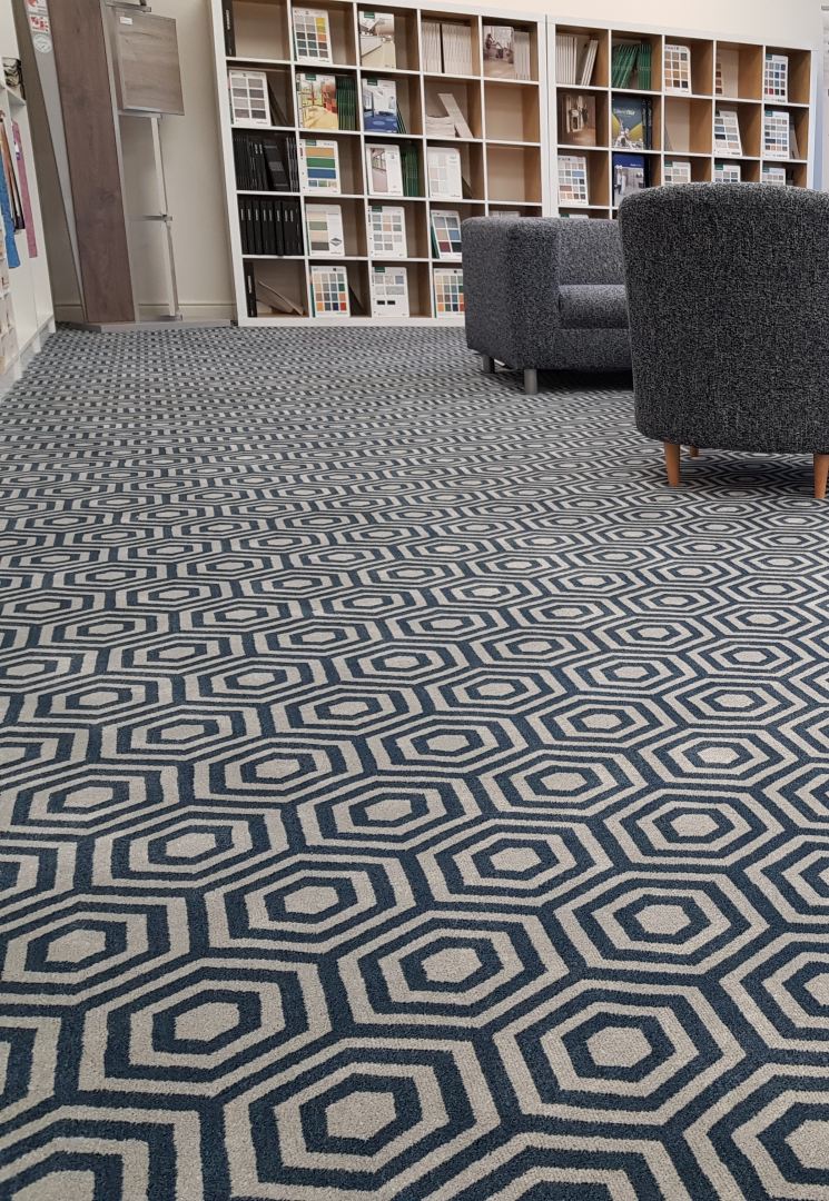 Contessa Retro Pattern Wilton Carpet - Bluebell Contessa Retro Pattern Wilton Carpet - Bluebell