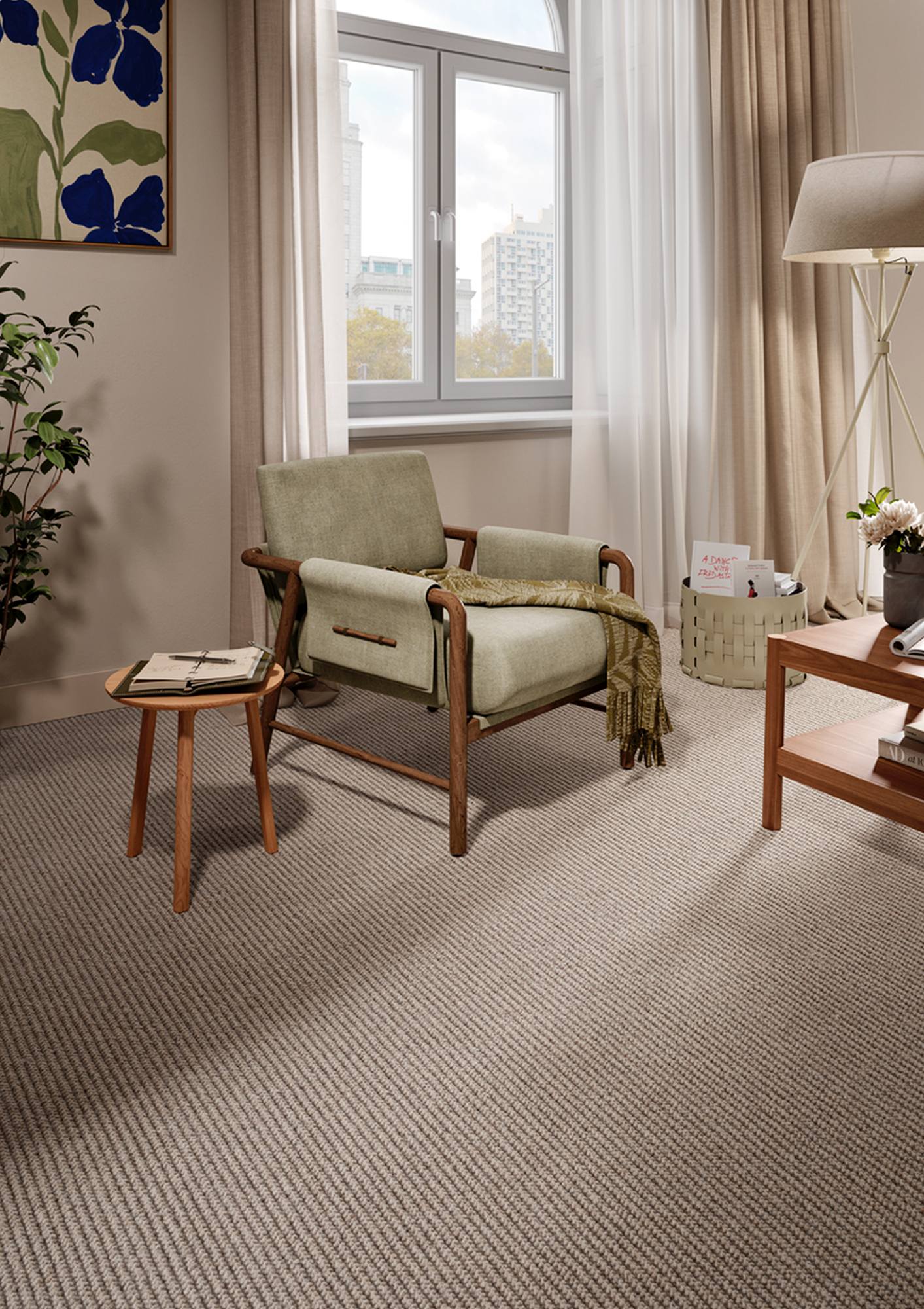 Porto Luxury Wool Loop Carpet - Heaven Wheat 03
