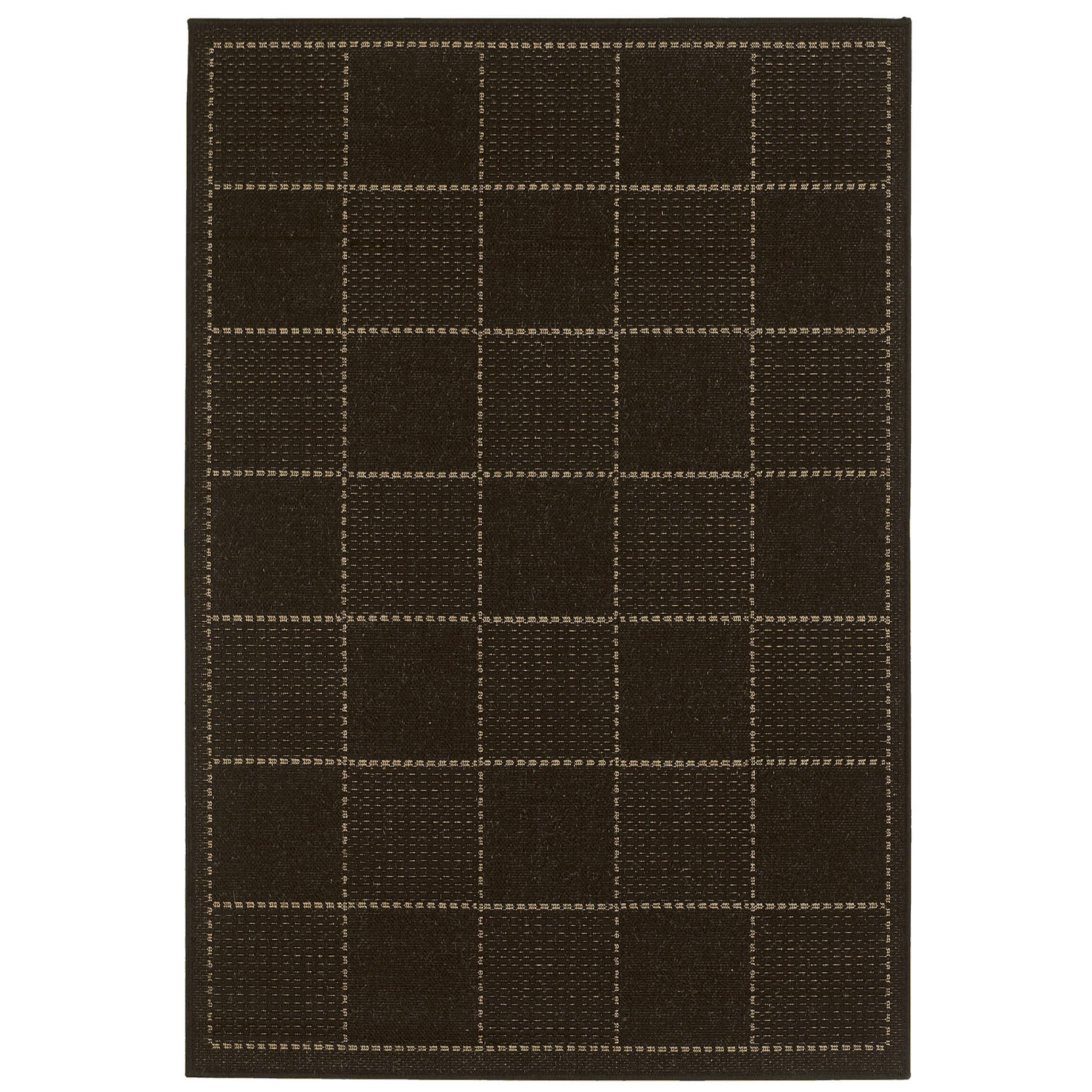 Anti Slip Checked Flatweave Rug - Black