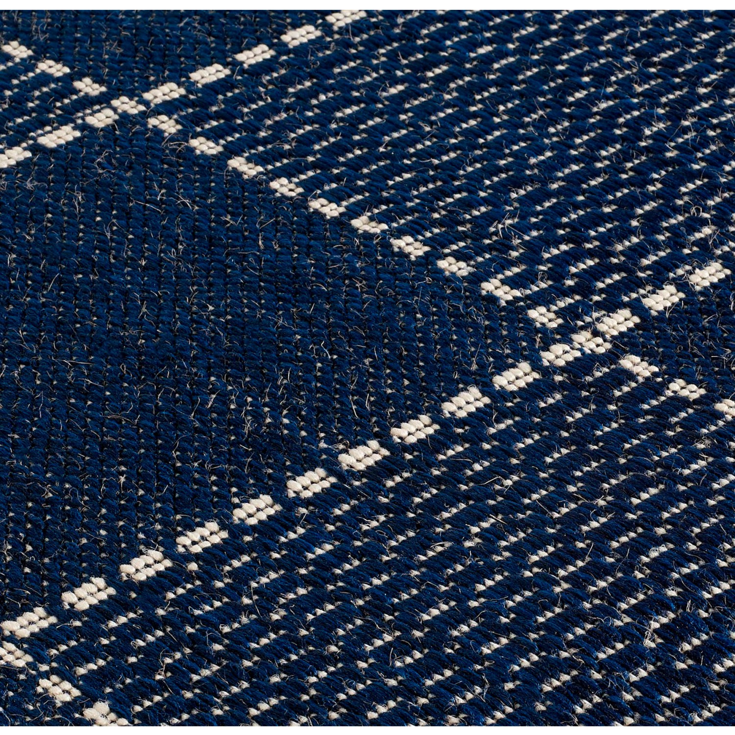 Anti Slip Checked Flatweave Rug - Blue