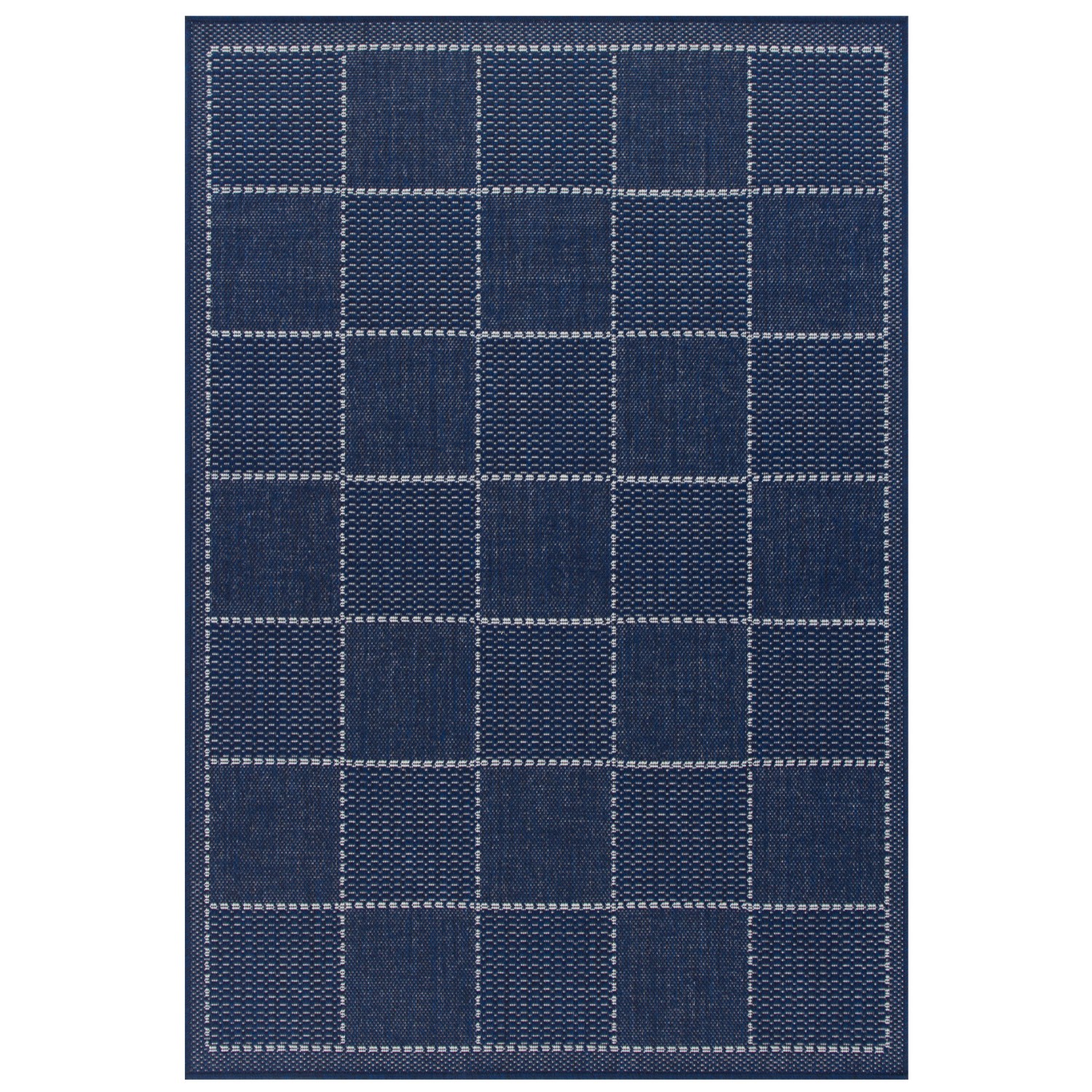 Anti Slip Checked Flatweave Rug - Blue Anti Slip Checked Flatweave Rug - Blue