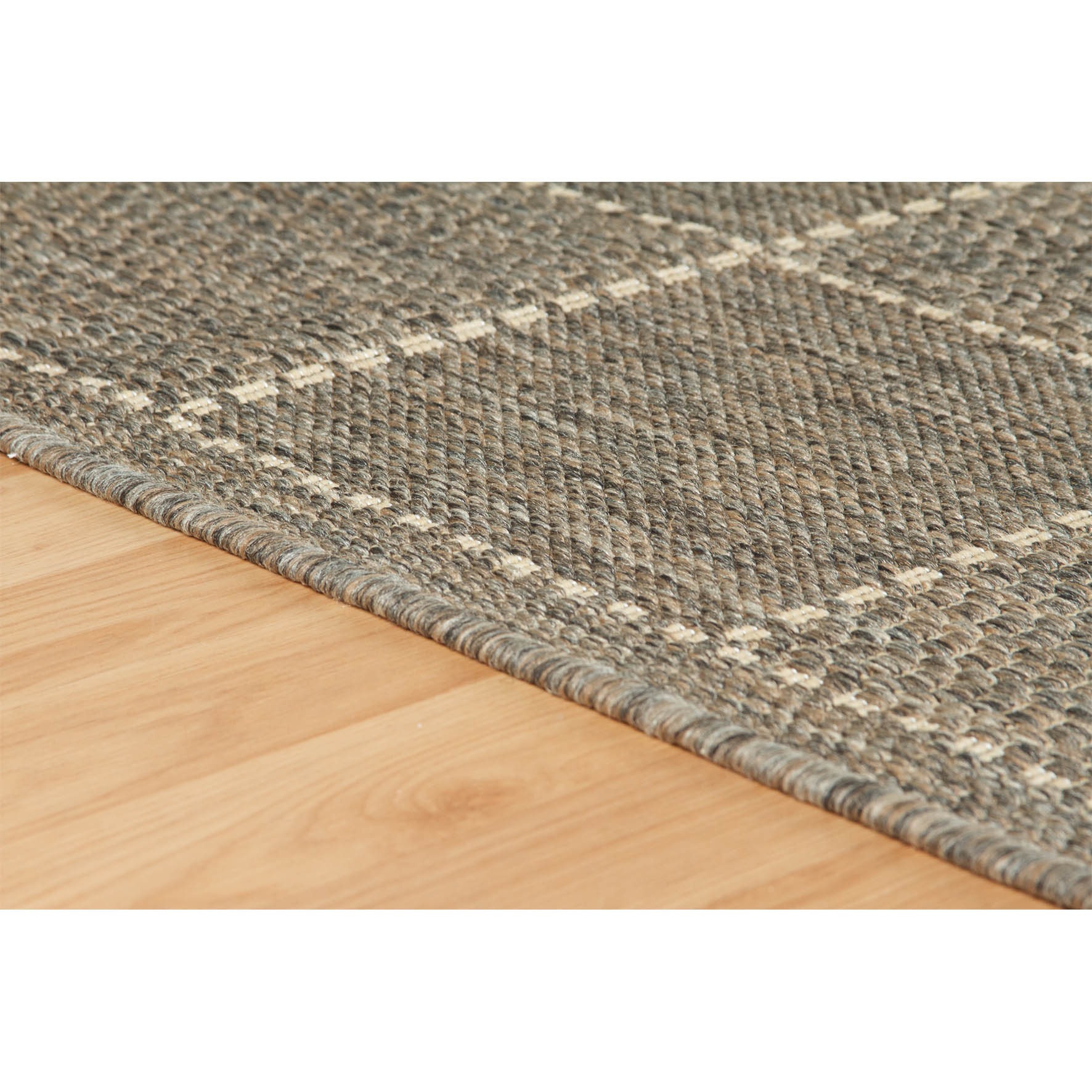 Anti Slip Checked Flatweave Rug - Grey