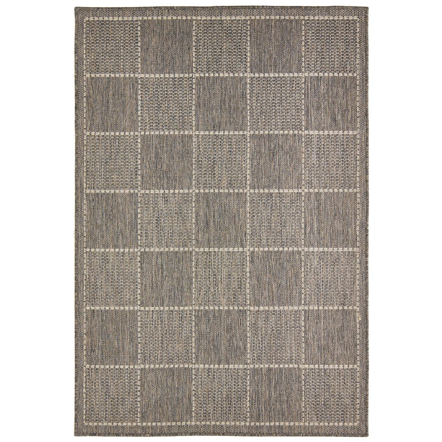 Anti Slip Checked Flatweave Rug - Grey