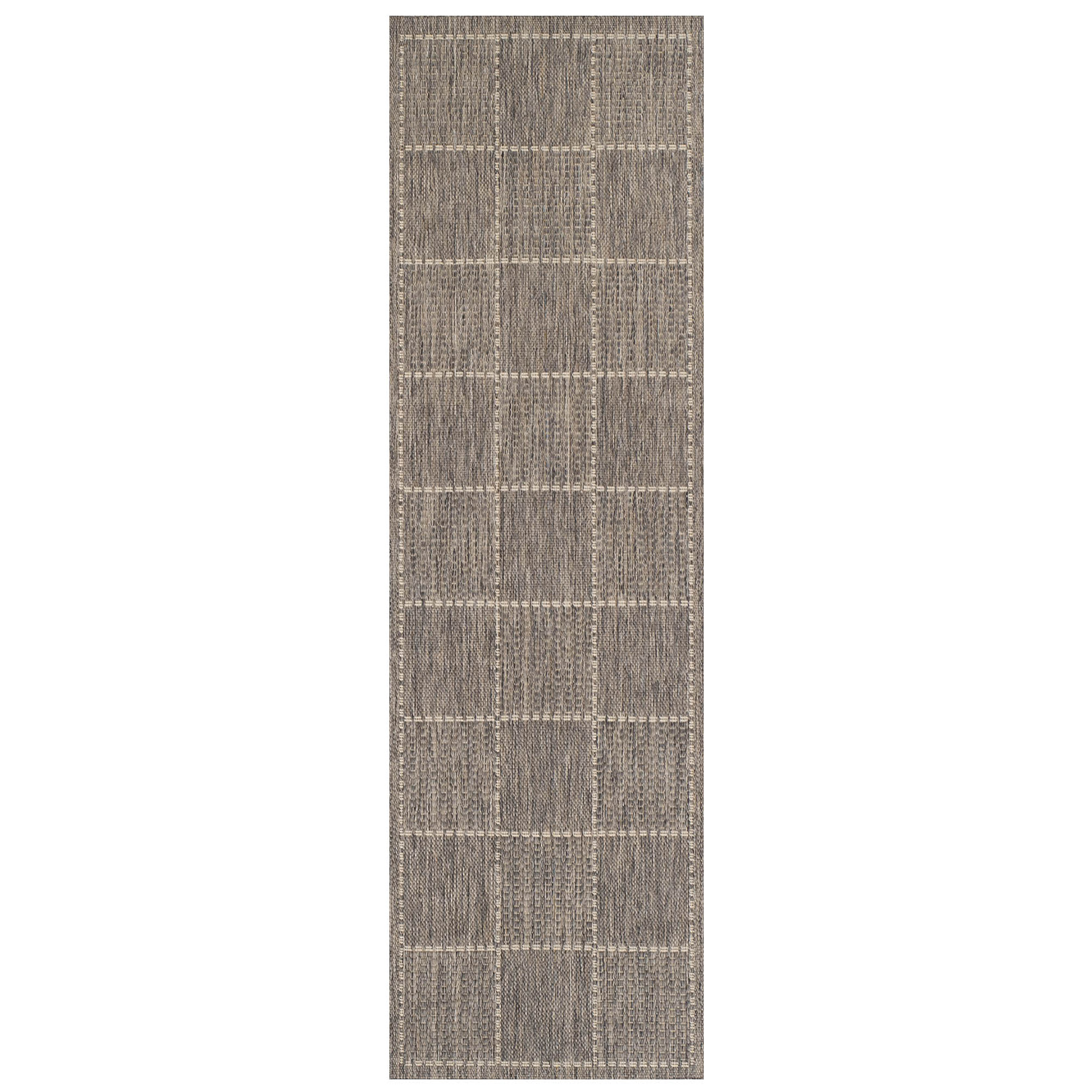 Anti Slip Checked Flatweave Runner - Grey