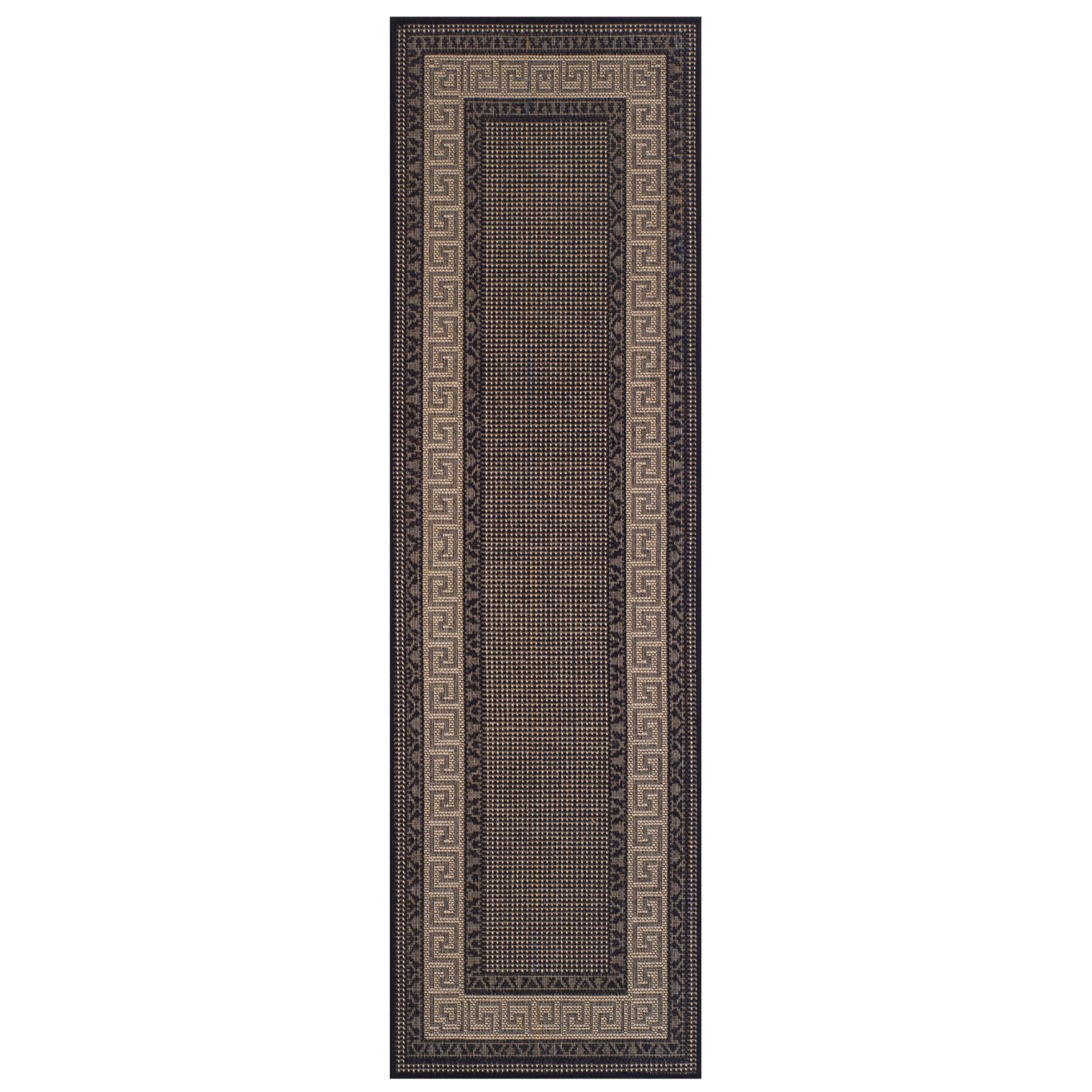 Greek Anti Slip Flatweave Runner - Black