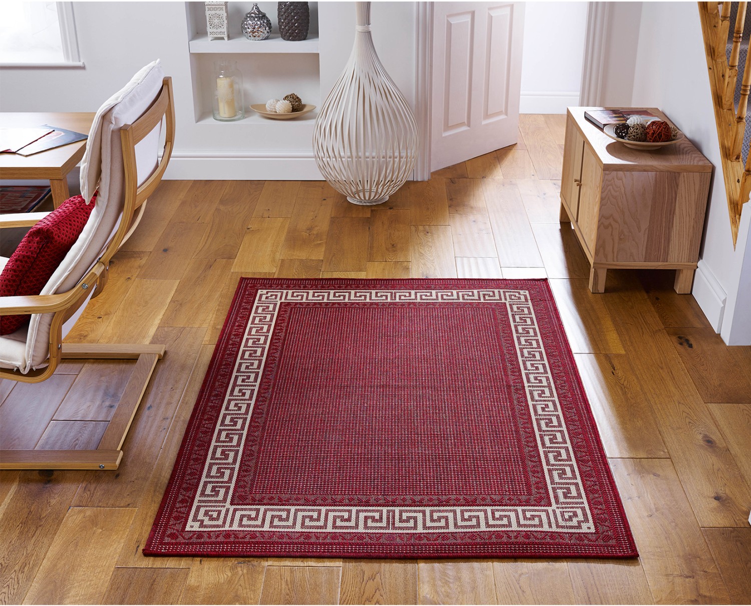 Greek Anti Slip Flatweave Rug - Red