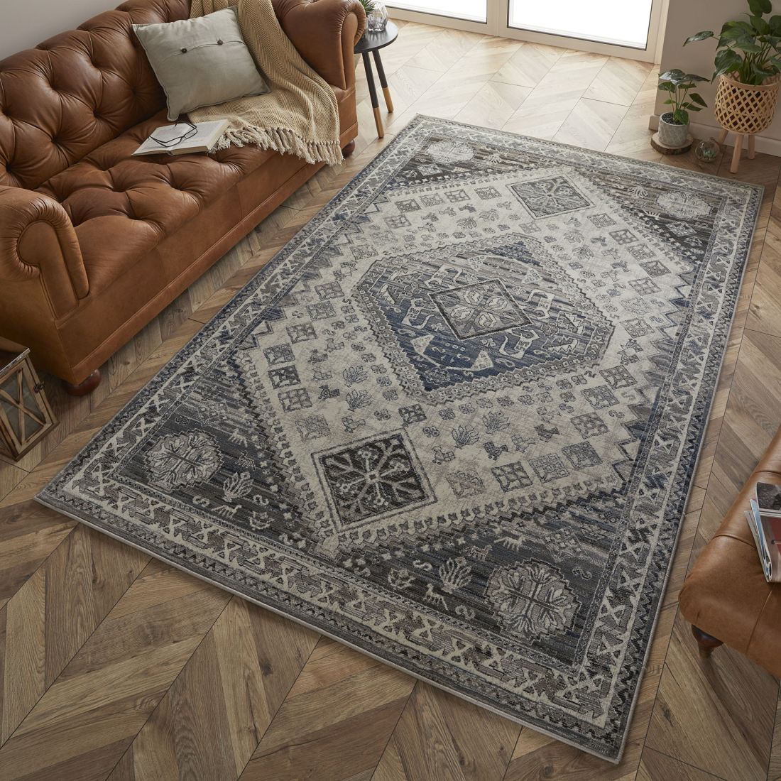 Kendra Traditional Tribal Rug - 2603H Cream grey Kendra Traditional Tribal Rug - 2603H Cream grey