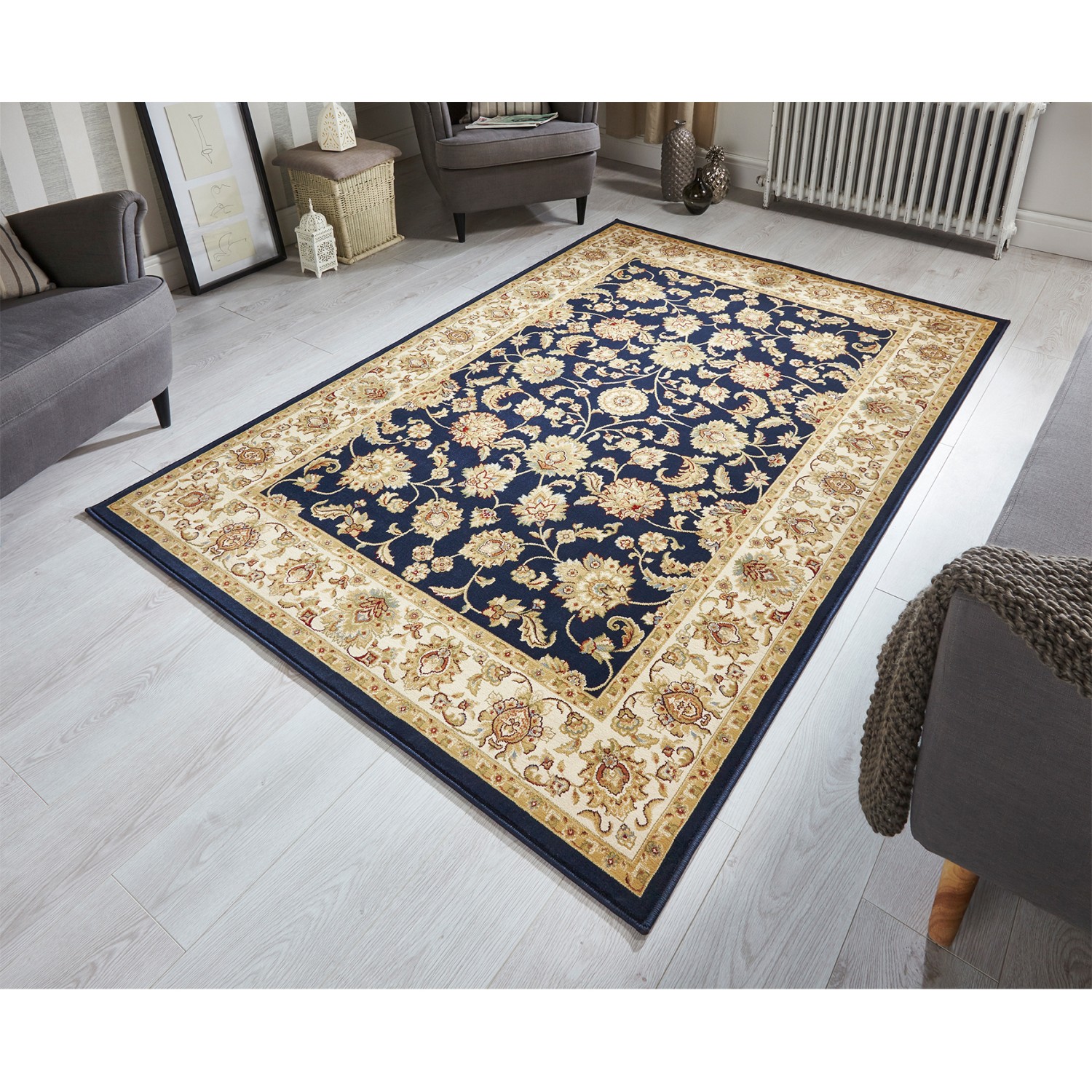 Kendra Traditional Rug - 3330B Blue Gold Kendra Traditional Rug - 3330B Blue Gold
