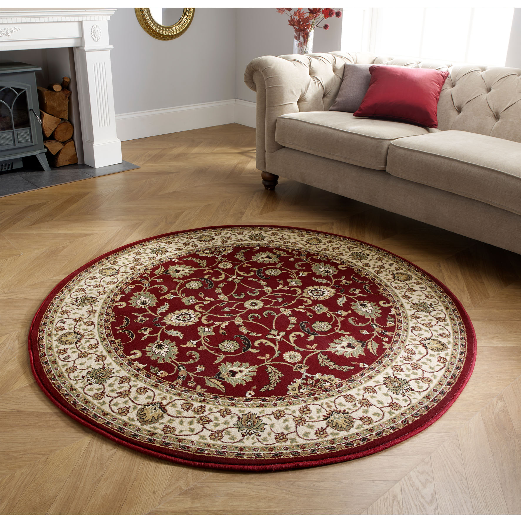 Kendra Traditional Circle Rug - 137R Red Gold Kendra Traditional Circle Rug - 137R Red Gold