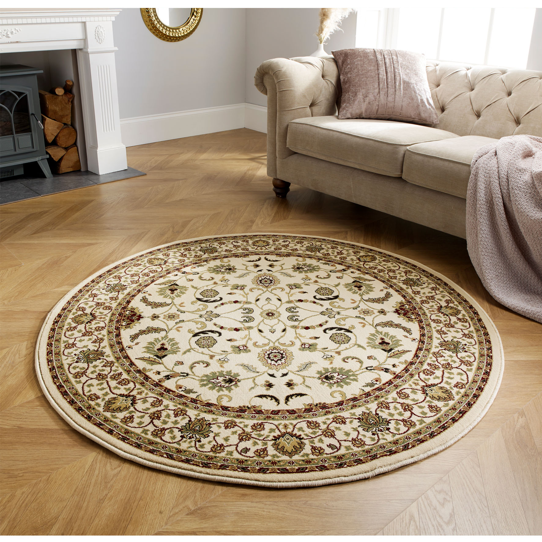 Kendra Traditional Circle Rug - 137W Cream