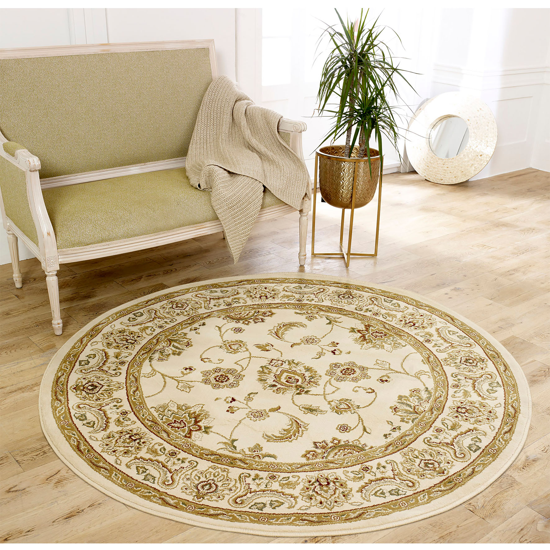 Kendra Traditional Circle Rug - 2330X Cream Gold