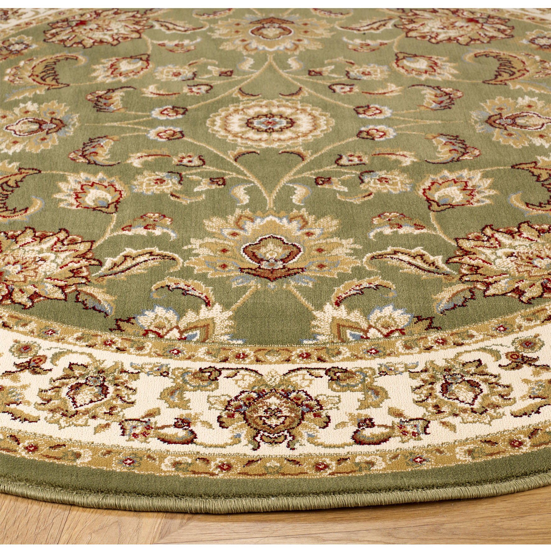 Kendra Traditional Circle Rug - 3330G Green Gold