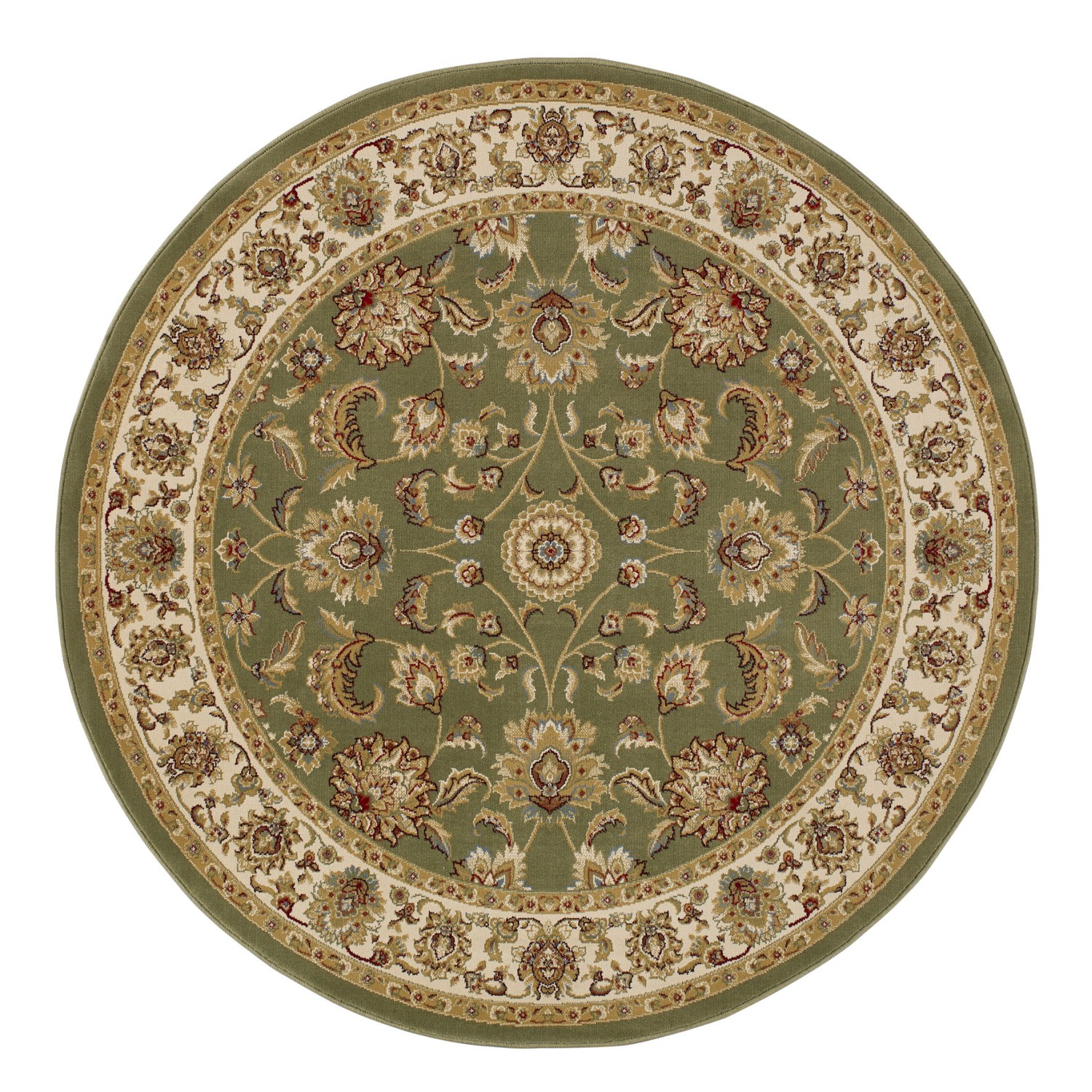 Kendra Traditional Circle Rug - 3330G Green Gold