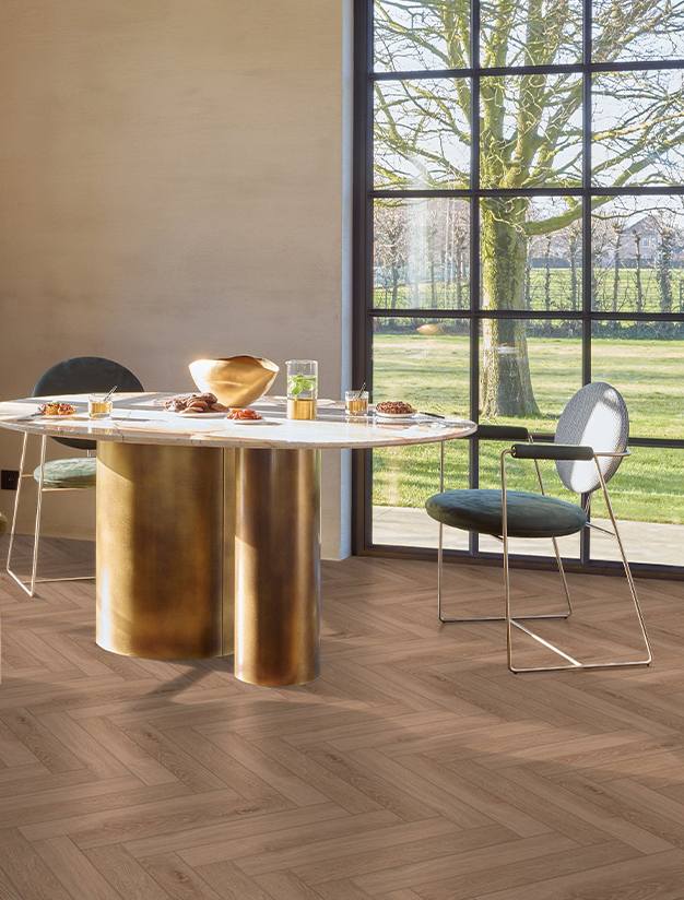 Bloom Light Brown Wood Herringbone