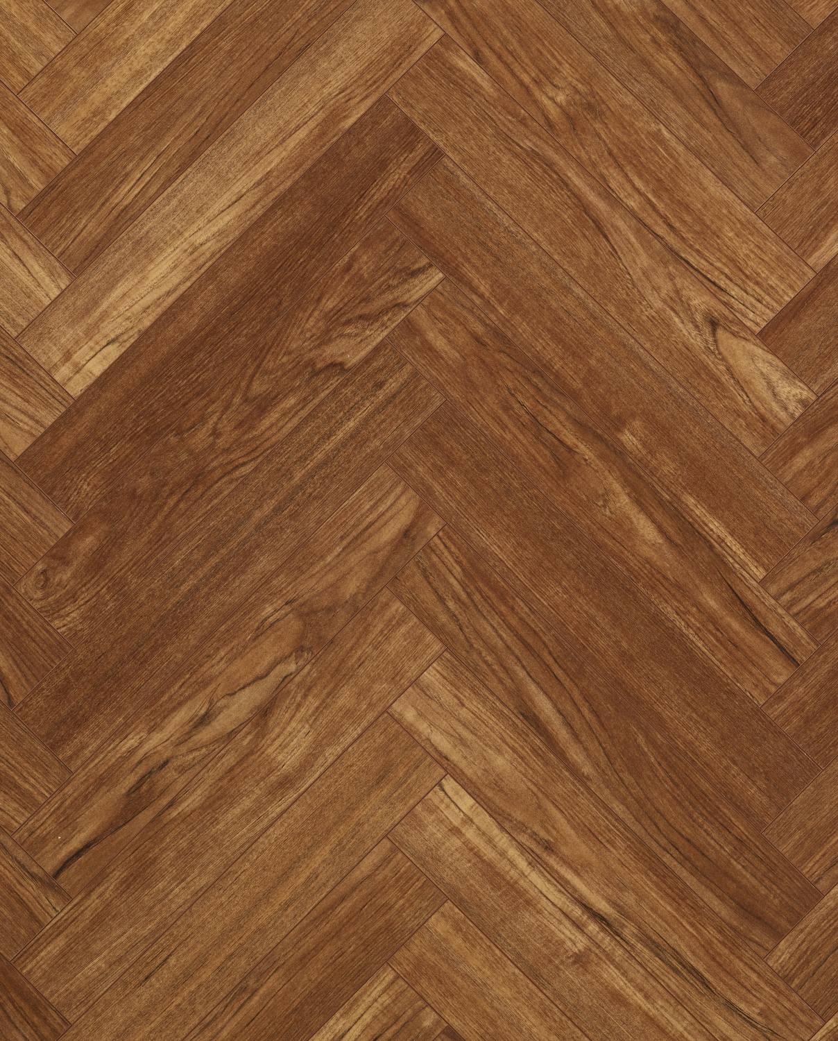 Teak Brown Wood Herringbone