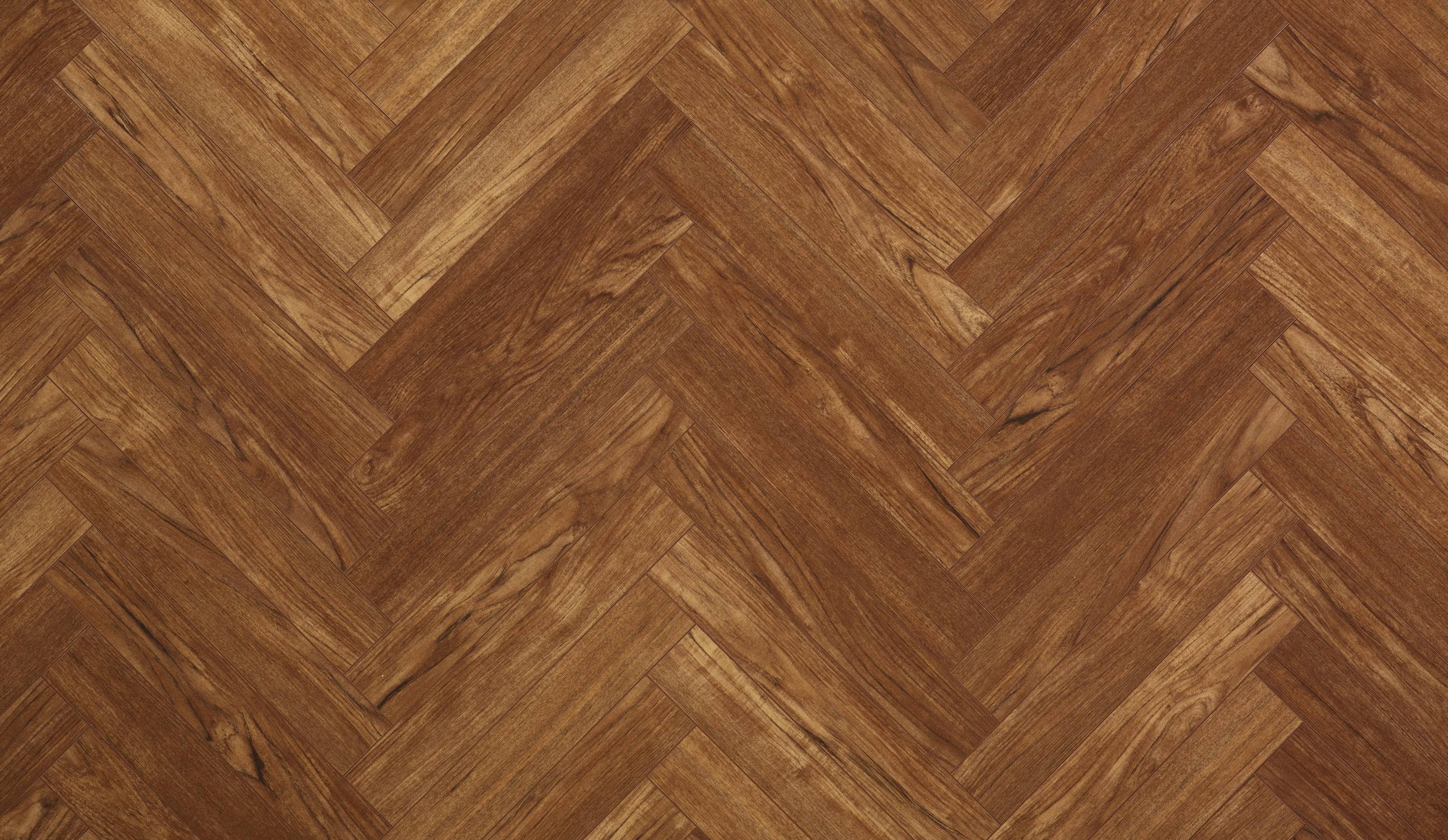 Teak Brown Wood Herringbone