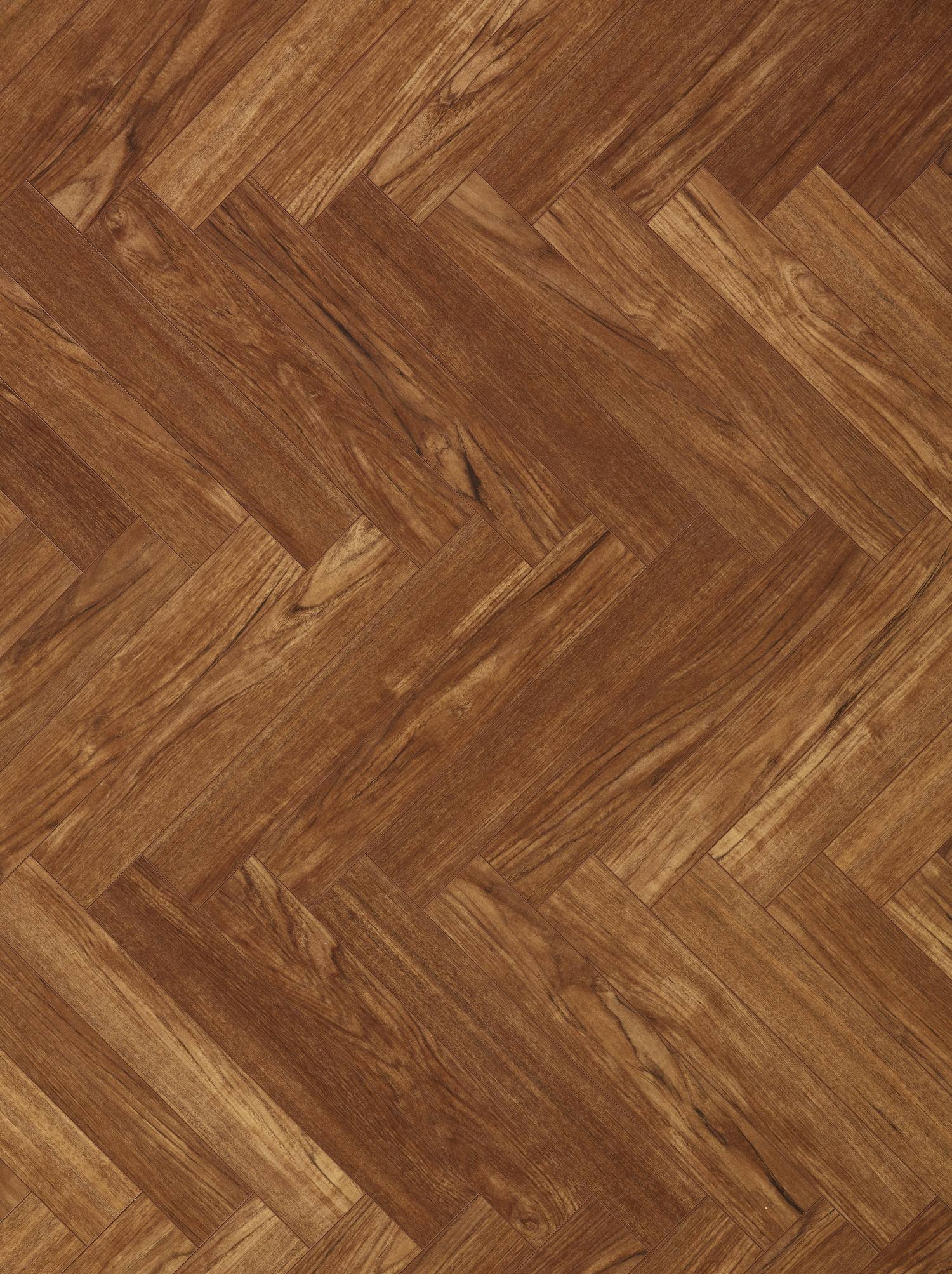 Teak Brown Wood Herringbone