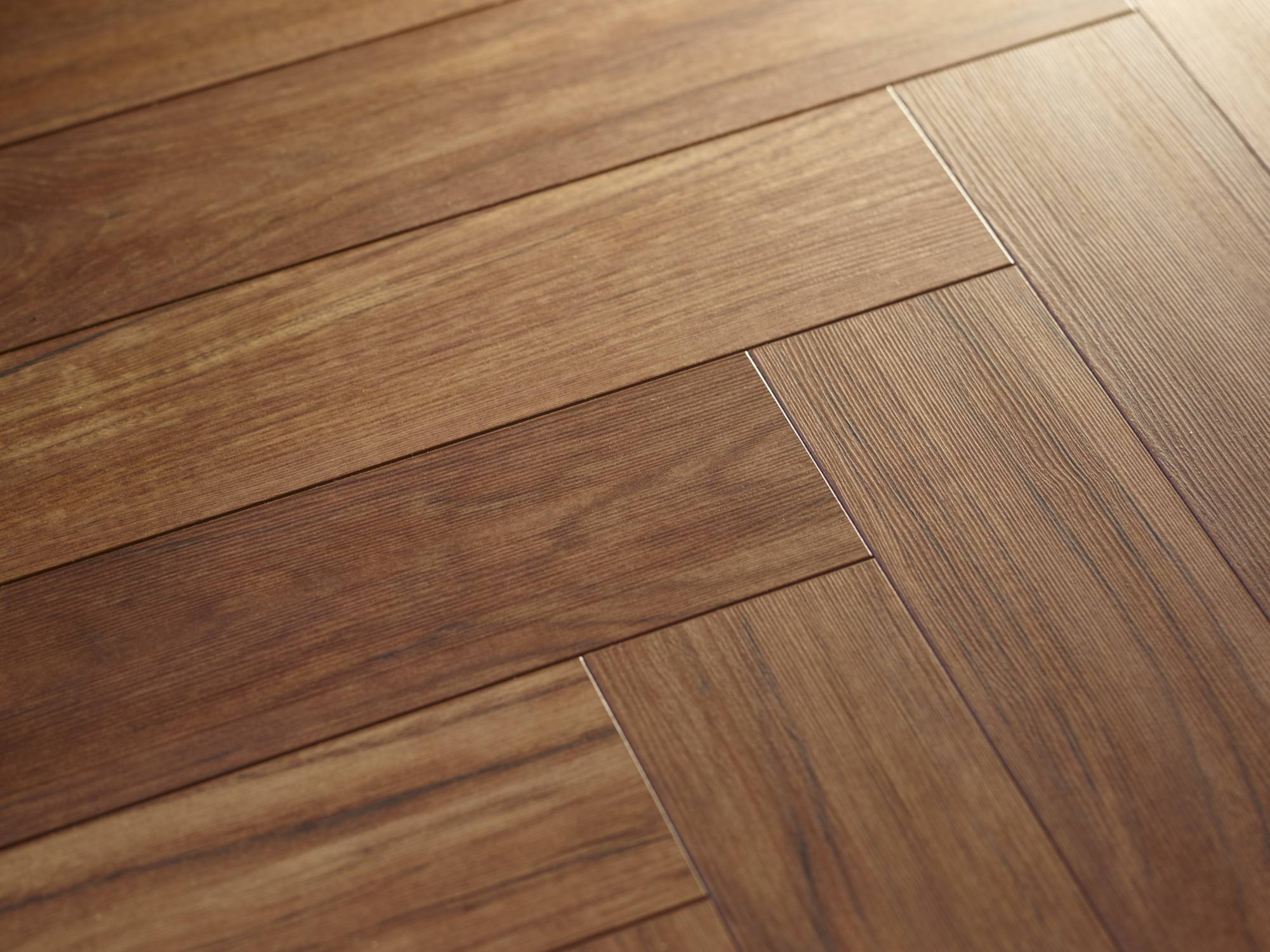 Teak Brown Wood Herringbone