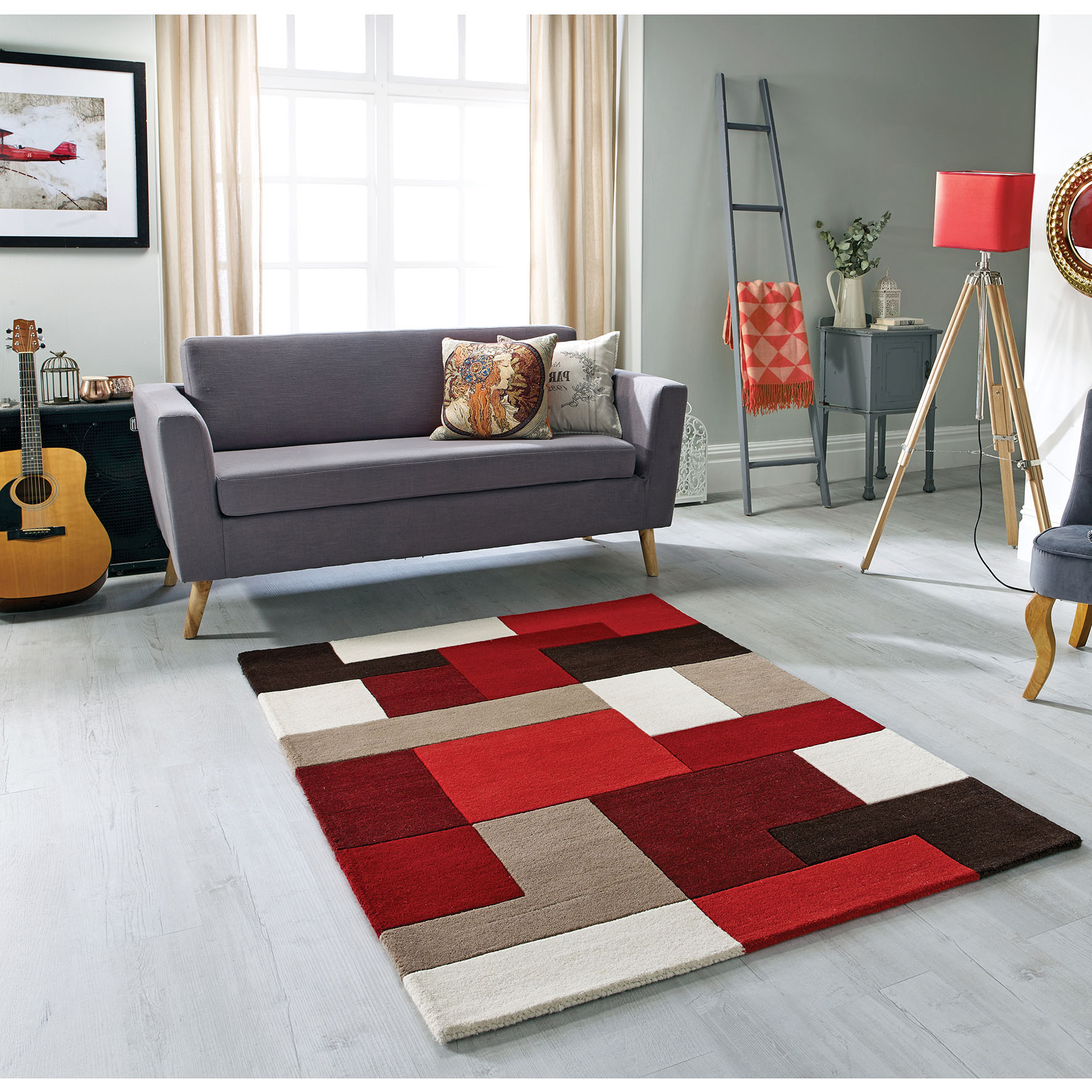 Lexus Geometric Rug - Red