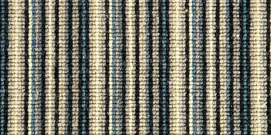 Mississippi Wool Loop Stripes Carpet - Black Sapphire 120
