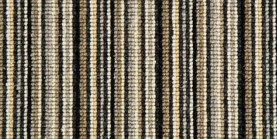 Mississippi Wool Loop Stripes Carpet - Black Silver 110