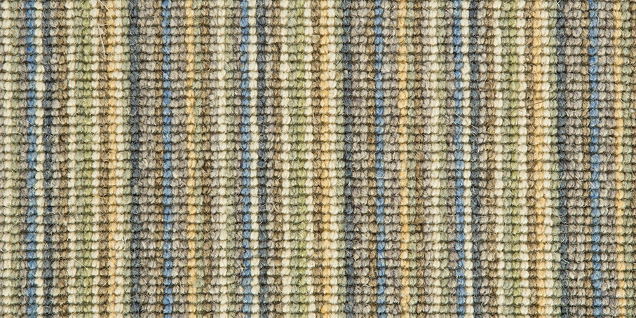 Mississippi Wool Loop Stripes Carpet - Blue & Gold 100