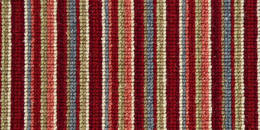 Mississippi Wool Loop Stripes Carpet - Burgundy Blue 111