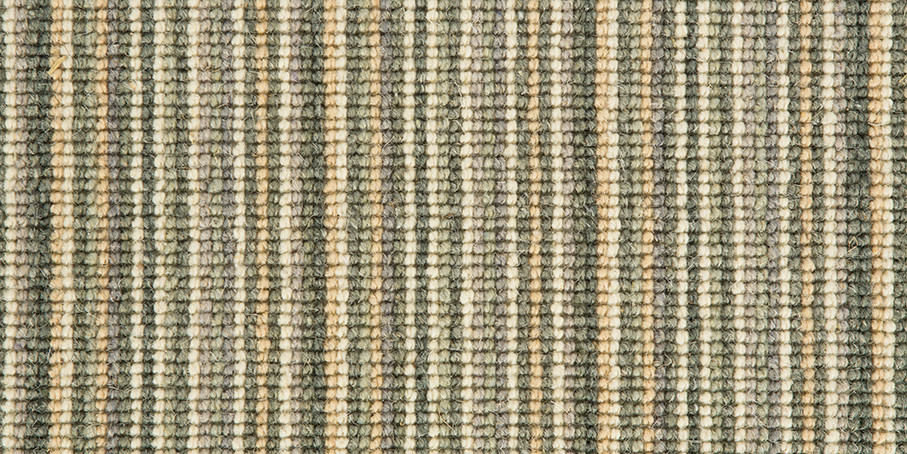 Mississippi Wool Loop Stripes Carpet - Jade Cream 118