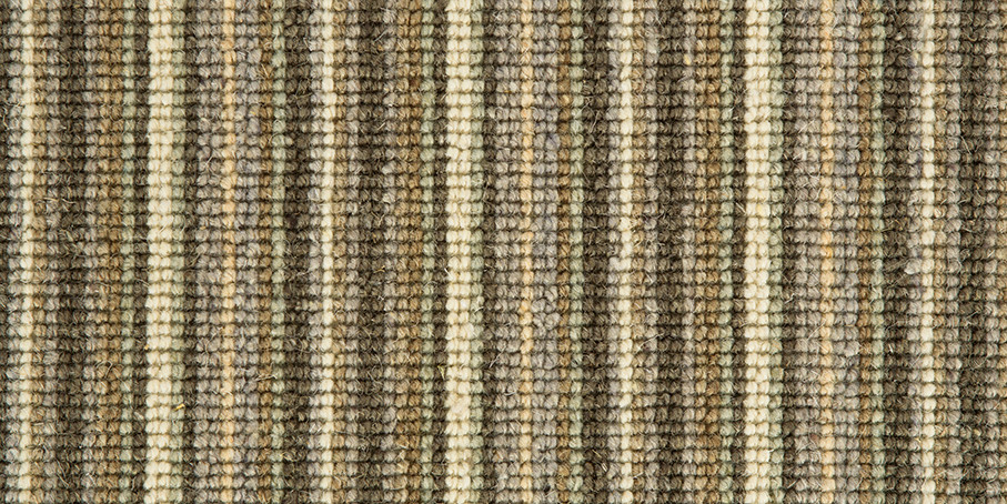 Mississippi Wool Loop Stripes Carpet - Khaki Cream 108